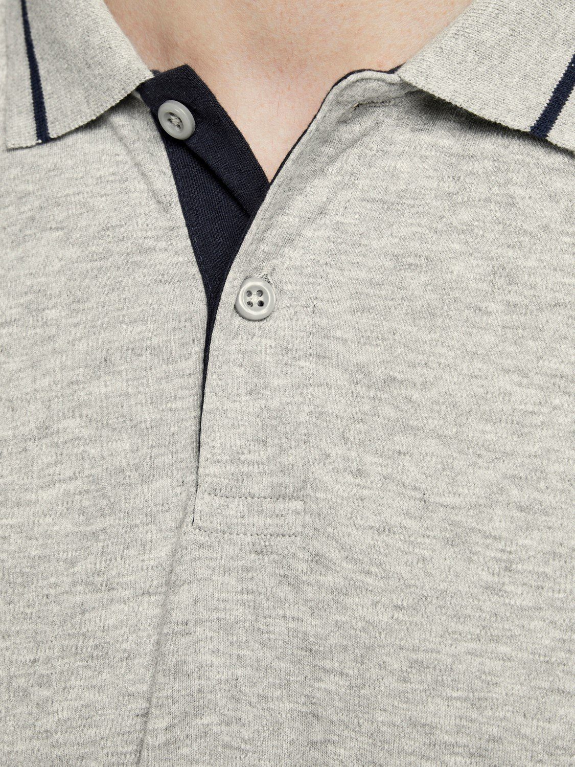 Sommer Kragen JJEJERSEY Shirt in Poloshirt Cotton 3614 (1-tlg) Polo Jersey Hellgrau Jack Hemd Jones &