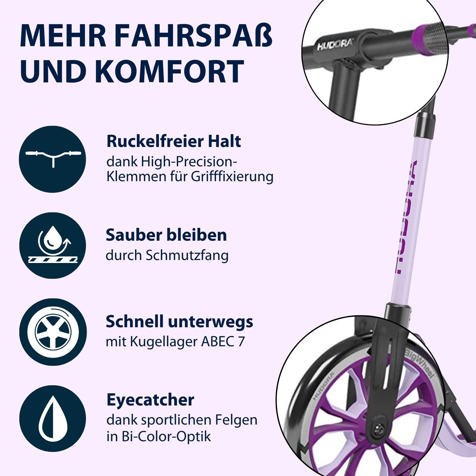 Hudora Cityroller BigWheel® 205 Advanced, Tretroller, (max. 100kg), einklappbarer, höhenverstellbarer Kick-Scooter