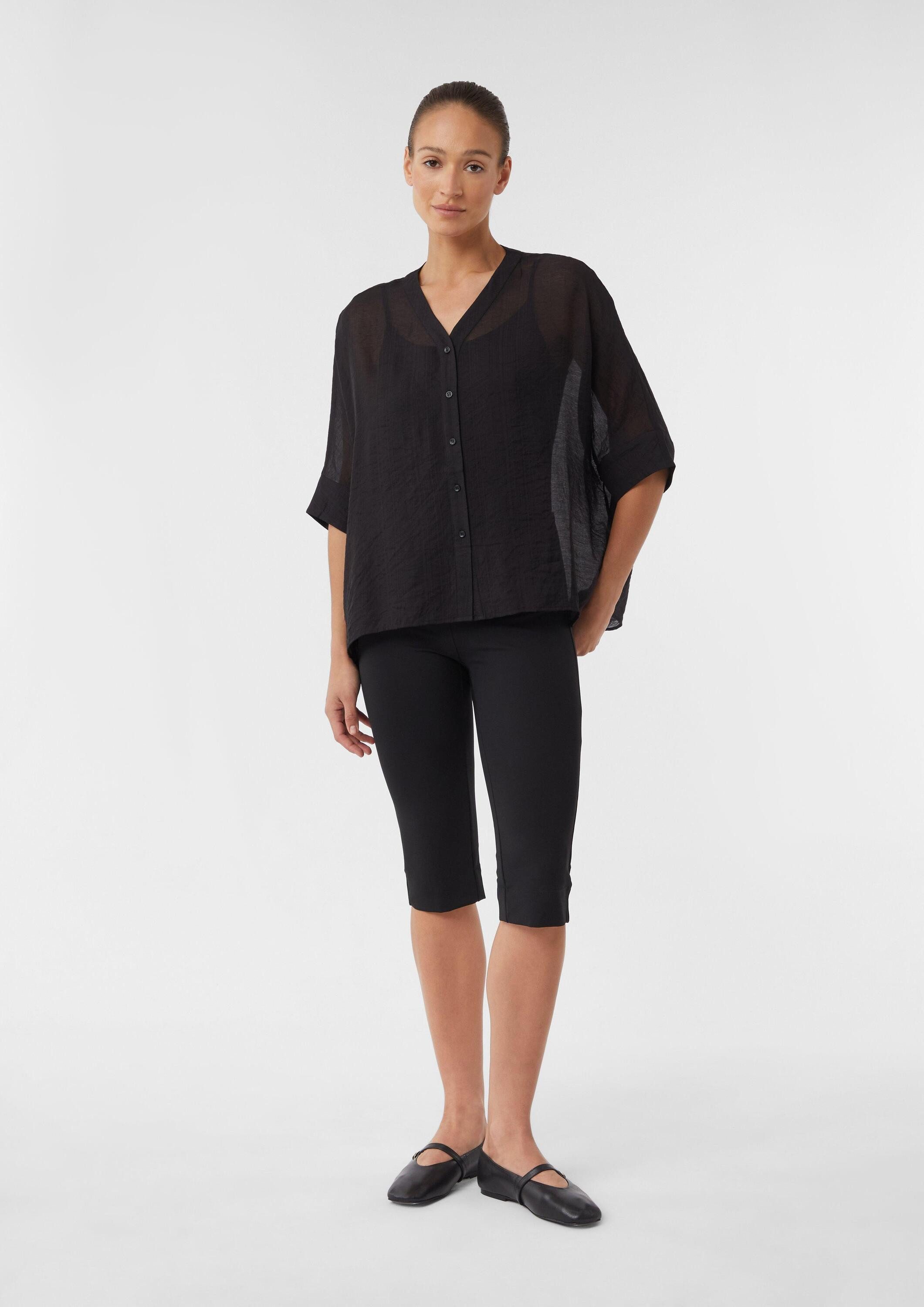 comma Kurzarmbluse Accessories Semitransparente Tunikabluse aus Viskosemix