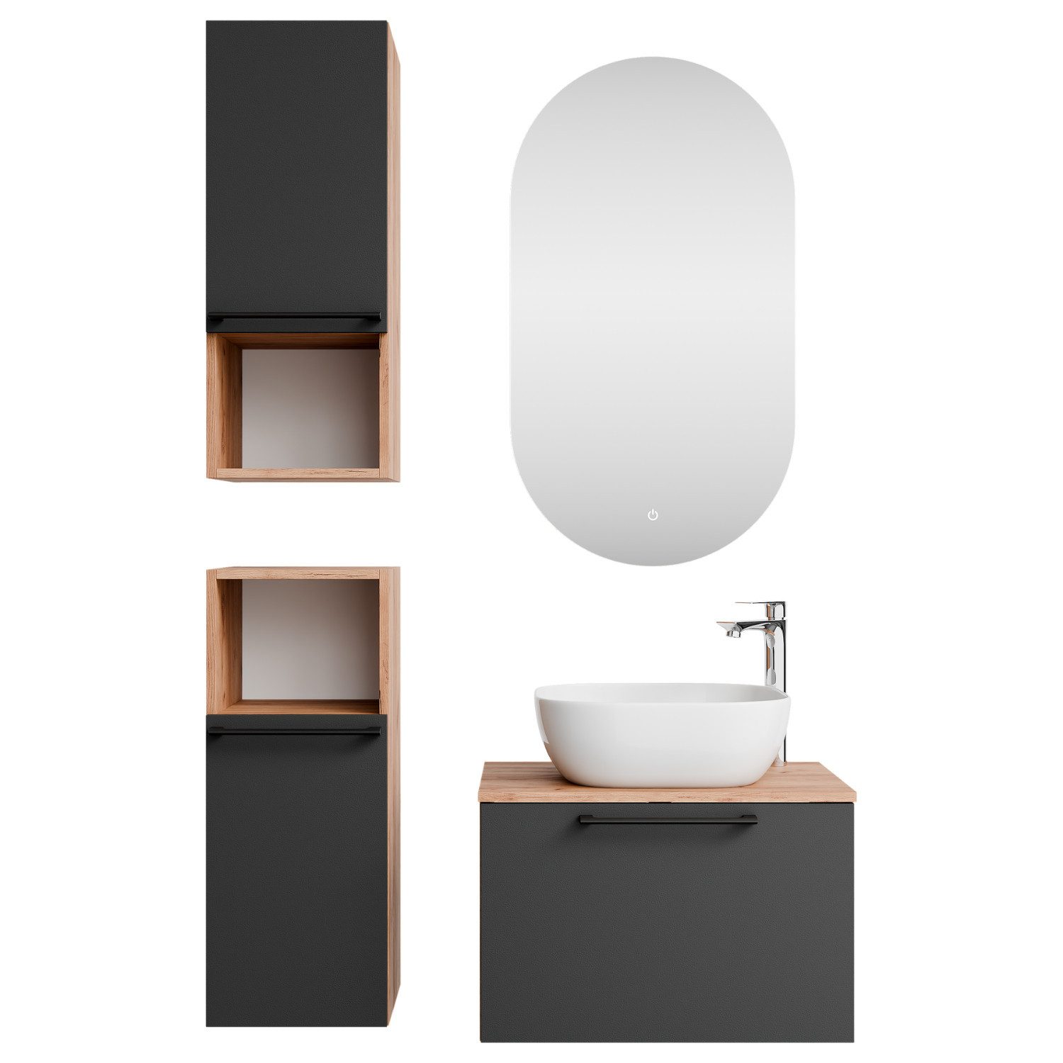 Planetmöbel Badmöbel-Set Astra, (Waschtischunterschrank, 5-St., Spiegel), W günstig online kaufen