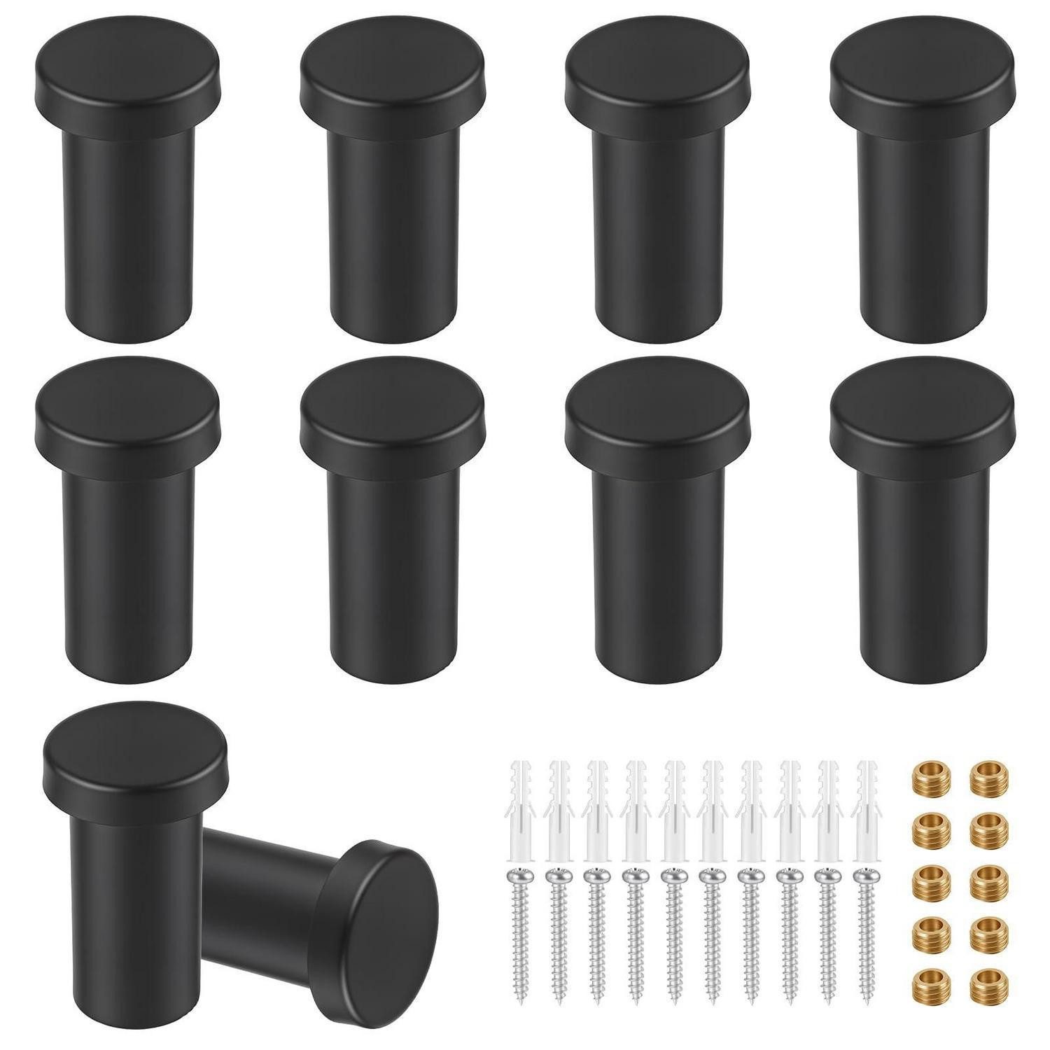 LuxusKollektion Wandhaken Garderobenhaken Edelstahl Schwarz 35mm 10 Stk, (10-St)