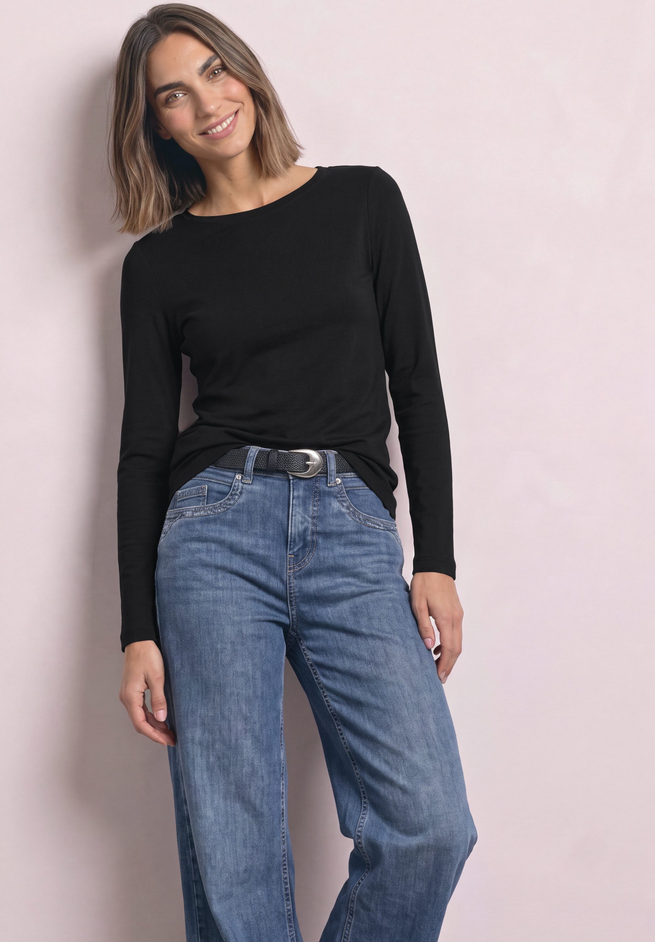STREET ONE Langarmshirt mit U-Boot-Ausschnitt