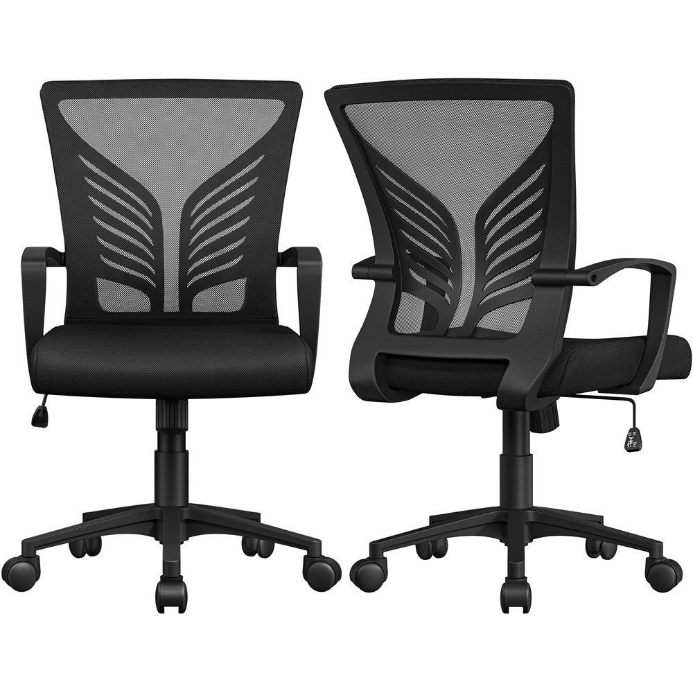 Yaheetech Bürostuhl Höhenverstellbarer Drehstuhl (2 St), Schreibtischstuhl mit Schaukelfunktion für Arbeitszimmer/Büro – Bild 2 von 5