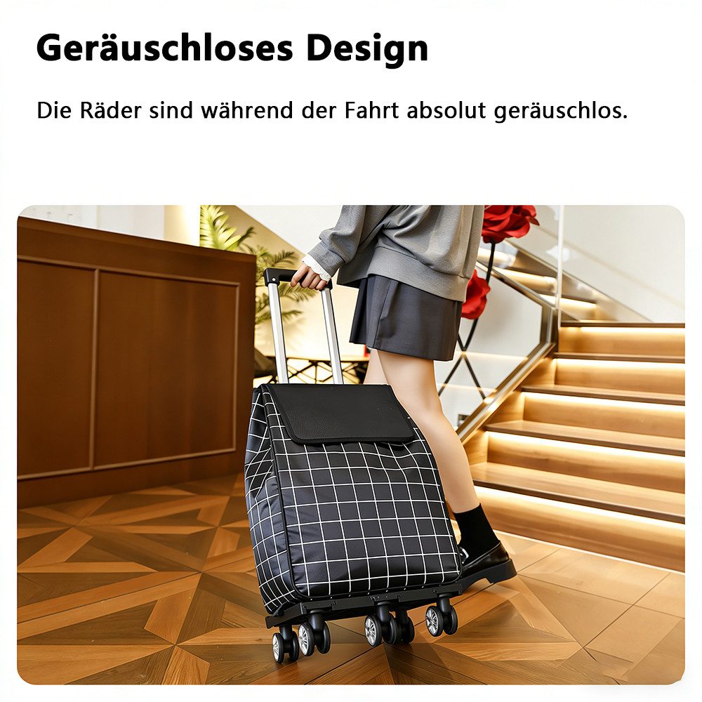 Luckice Einkaufstrolley Faltbarer Einkaufstrolley, Tragbarer Einkaufstrolley, Großes Fassungsvermögen, leiser Betrieb und faltbar. – Bild 5 von 5