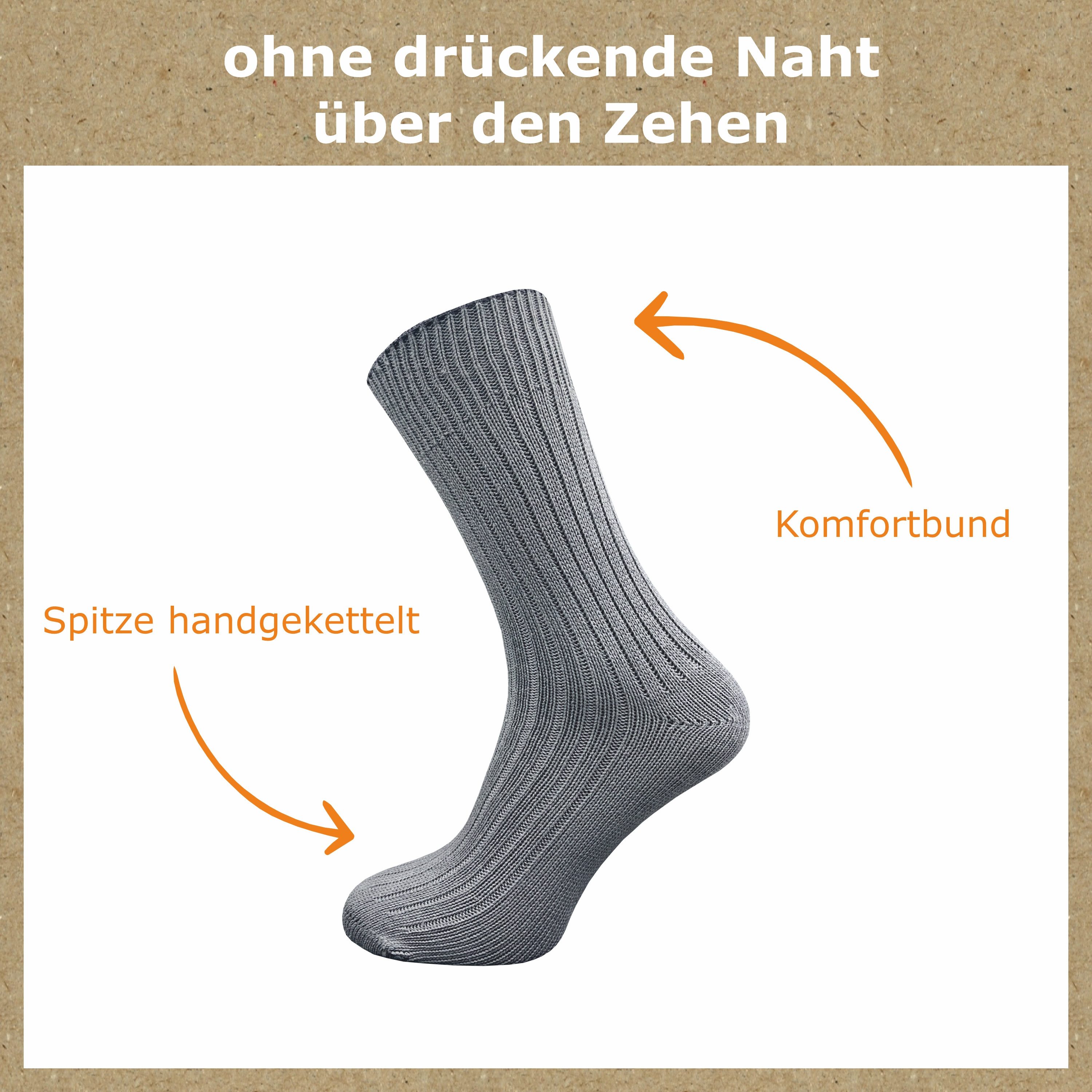 GAWILO Komfortsocken "Natur" aus 100% reiner, naturbelassener Baumwolle für Damen & Herren (6 Paar) Etwas gröber gestrickt für extra Tragekomfort & angenehmes Hautgefühl