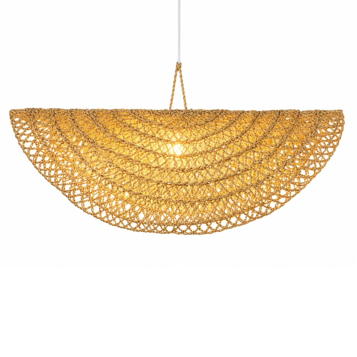 Marrakesch Orient & Mediterran Interior Pendelleuchte Lampada a sospensione Willow 50 x 20 cm, foglie di palma, boho E27, Handarbeit