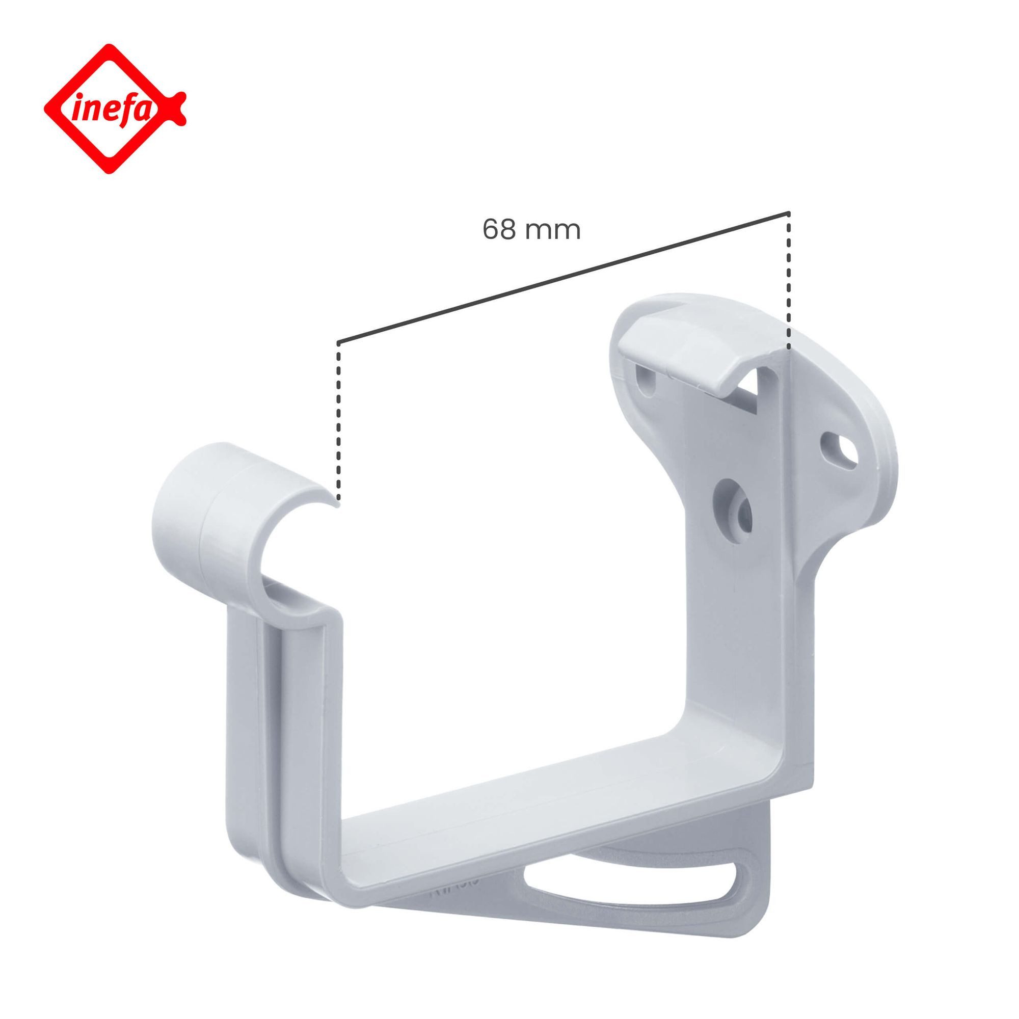 INEFA Dachrinne Stirnbretthalter, Rinnenhalter, kastenförmig, NW 68. 1 Stück, Dachrinnenhalter, PVC-U Kunststoff, für Kastenrinnen, Made in Germany