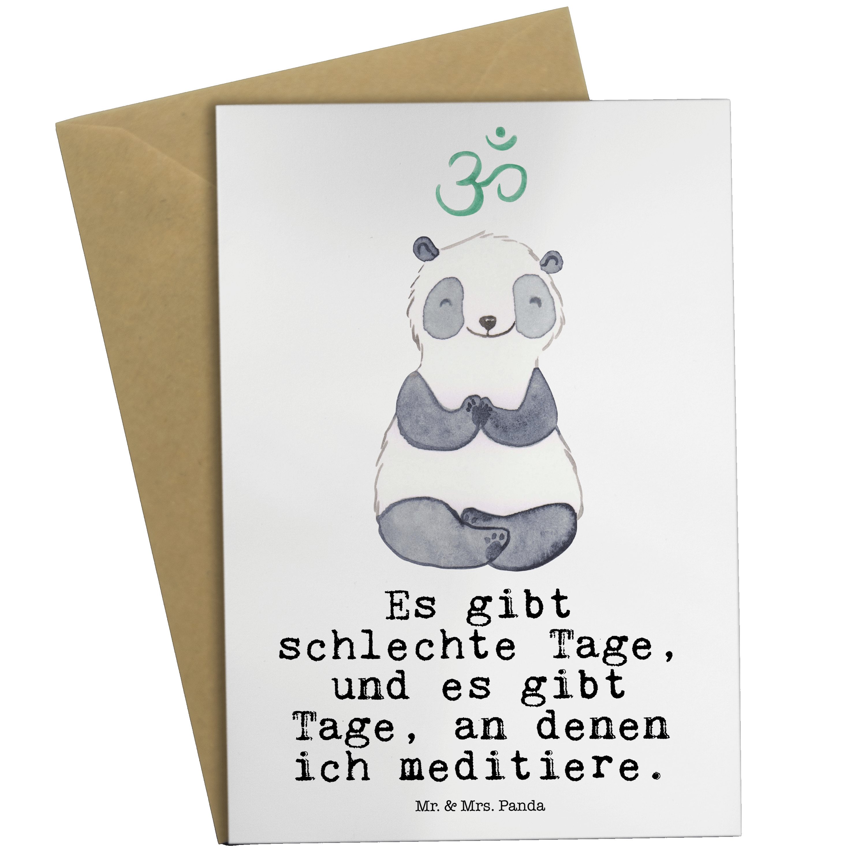 Mr. & Mrs. Panda Grußkarte Panda Meditieren Tage - Weiß - Geschenk, Hochzeitskarte, Hobby, Ausze
