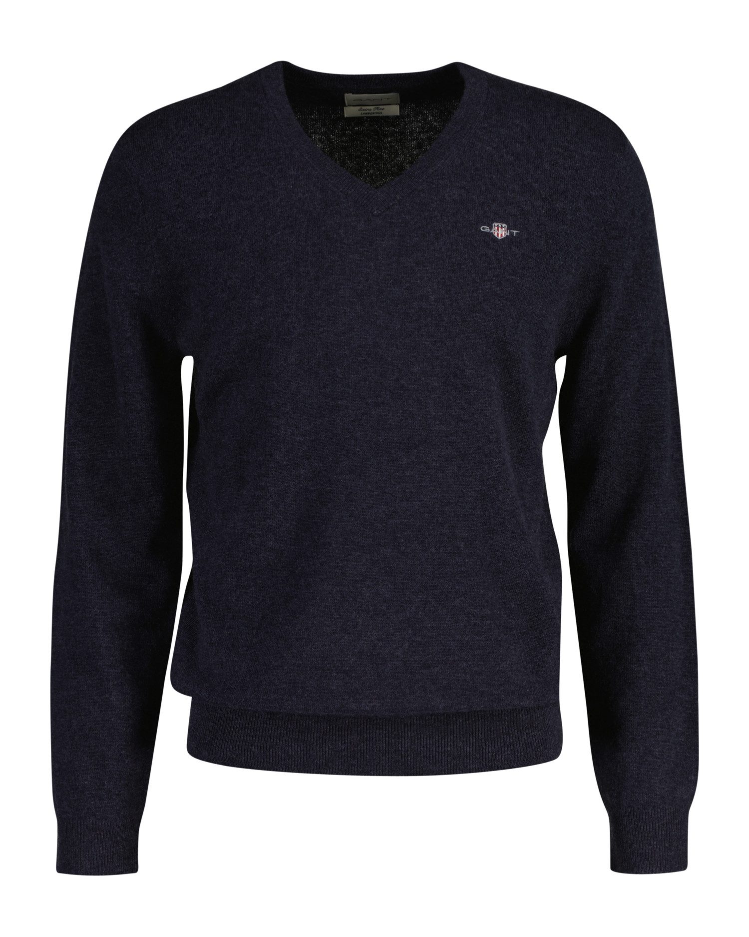 Gant V-Ausschnitt-Pullover EXTRAFINE LAMBSWOOL V-NECK mit Logostickerei günstig online kaufen