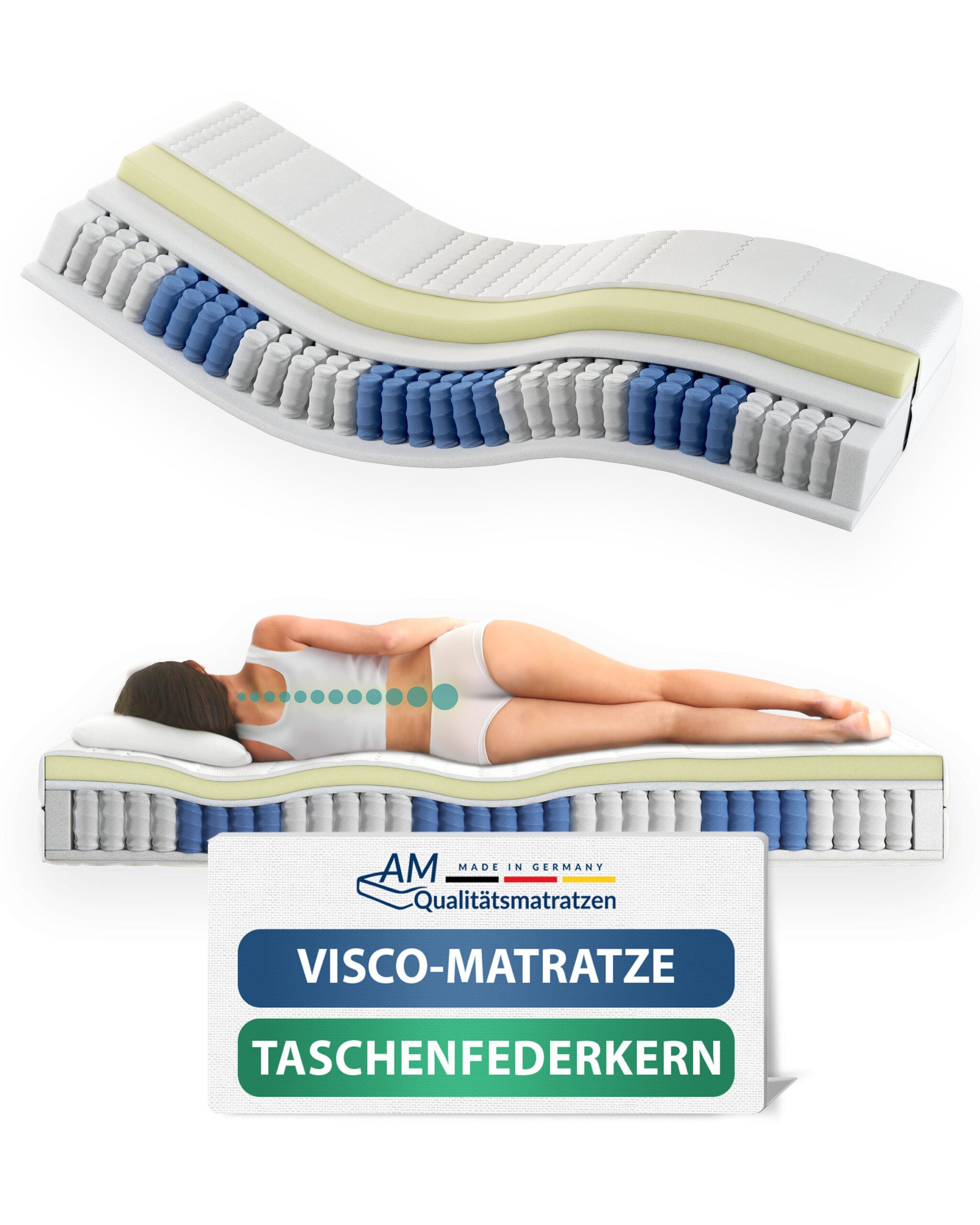 Taschenfederkernmatratze 7-Zonen Federkernmatratze mit Viscoschaum, Memory günstig online kaufen