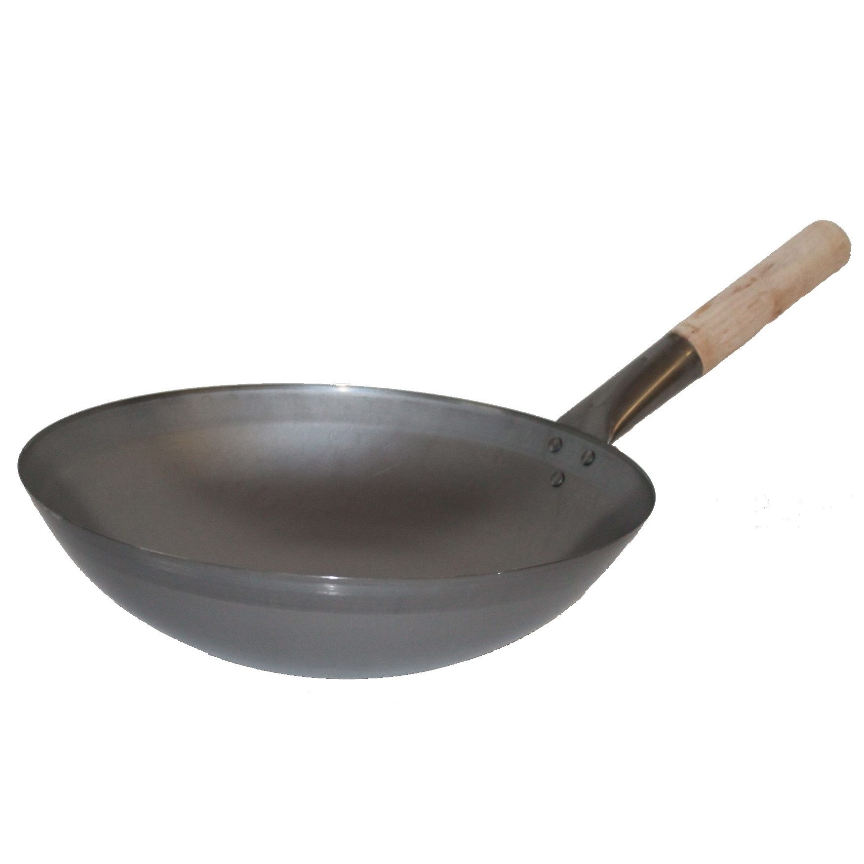 AAF Nommel Wok 30 bis 40 cm Ø China Gastronomie runder Boden Gasherd Carbon Stahl, Karbon-Stahl, Natürliche Antihaftbeschicchtung nach dem Einbrennen, Patina