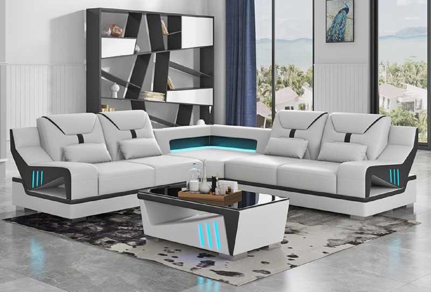 JVmoebel Ecksofa Couch Polster Form Couchen, Europe Modern Made Eck Designersofa Sofa L Teile, 3 Weiß Ecksofa in