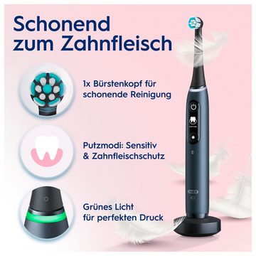 Oral-B Elektrische Zahnbürste iO 7, Aufsteckbürsten: 2 St., mit Magnet-Technologie, Display, 5 Putzmodi, Reiseetui