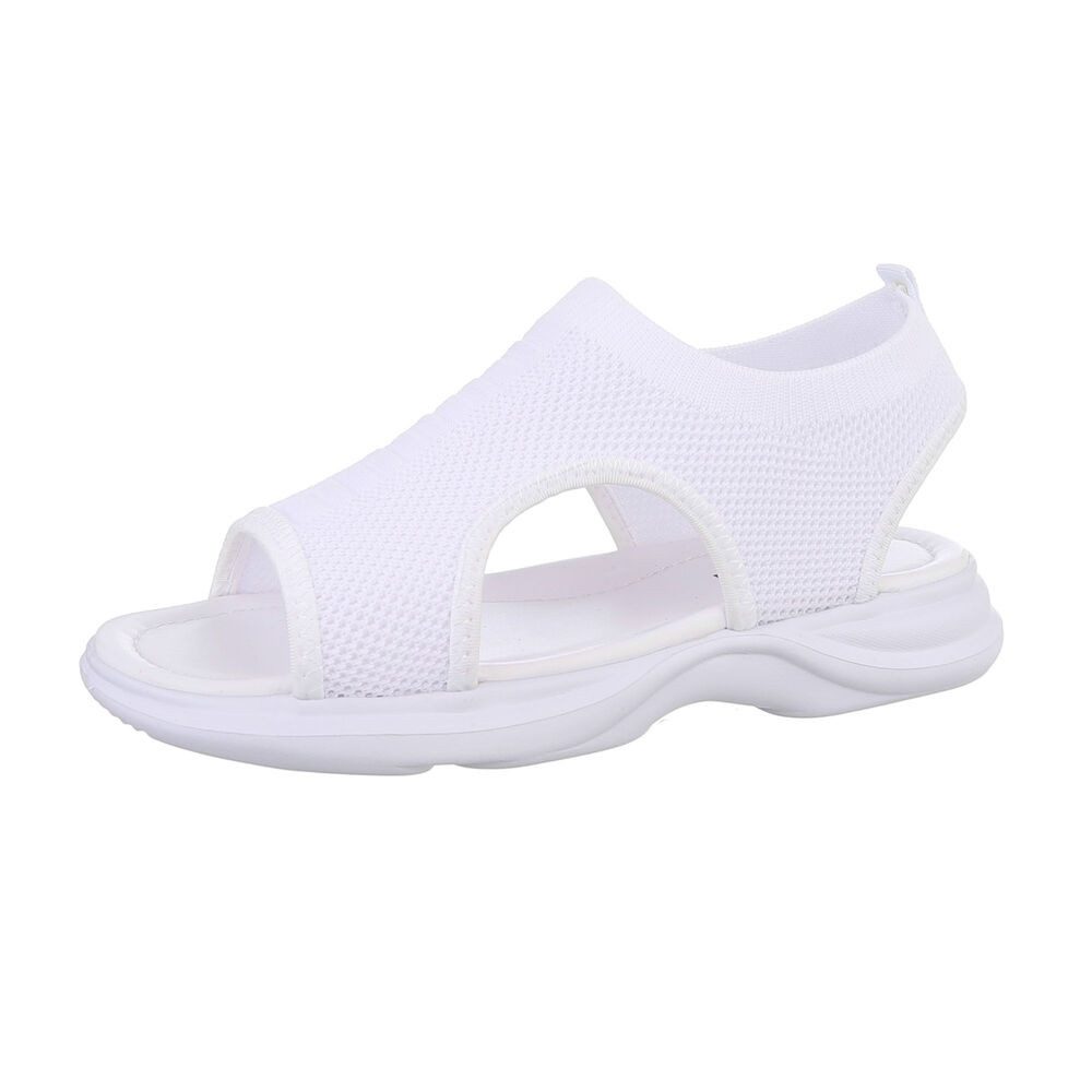 Ital-Design Kinder Schlupfschuhe Freizeit Sandale (86530423) Blockabsatz Sandalen in Weiß