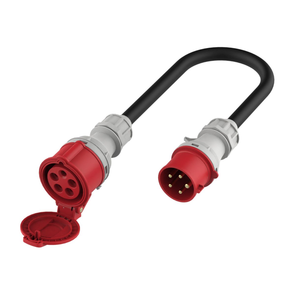 Platinet EV_A11C22MC CEE-Adapterkabel CEE 32A, männlich zu CEE 16A, weiblich, 20 cm, CEE 32A auf CEE 16A Adapter, 20 cm, bis 11 kW 3-phasig