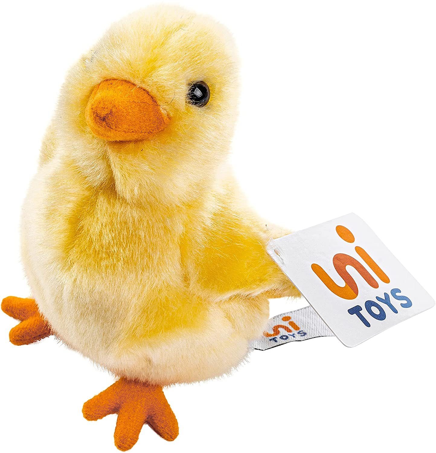 Uni-Toys Kuscheltier Küken gelb - 13 cm (Höhe) - Plüsch-Huhn, Henne, Vogel - Plüschtier, zu 100 % recyceltes Füllmaterial