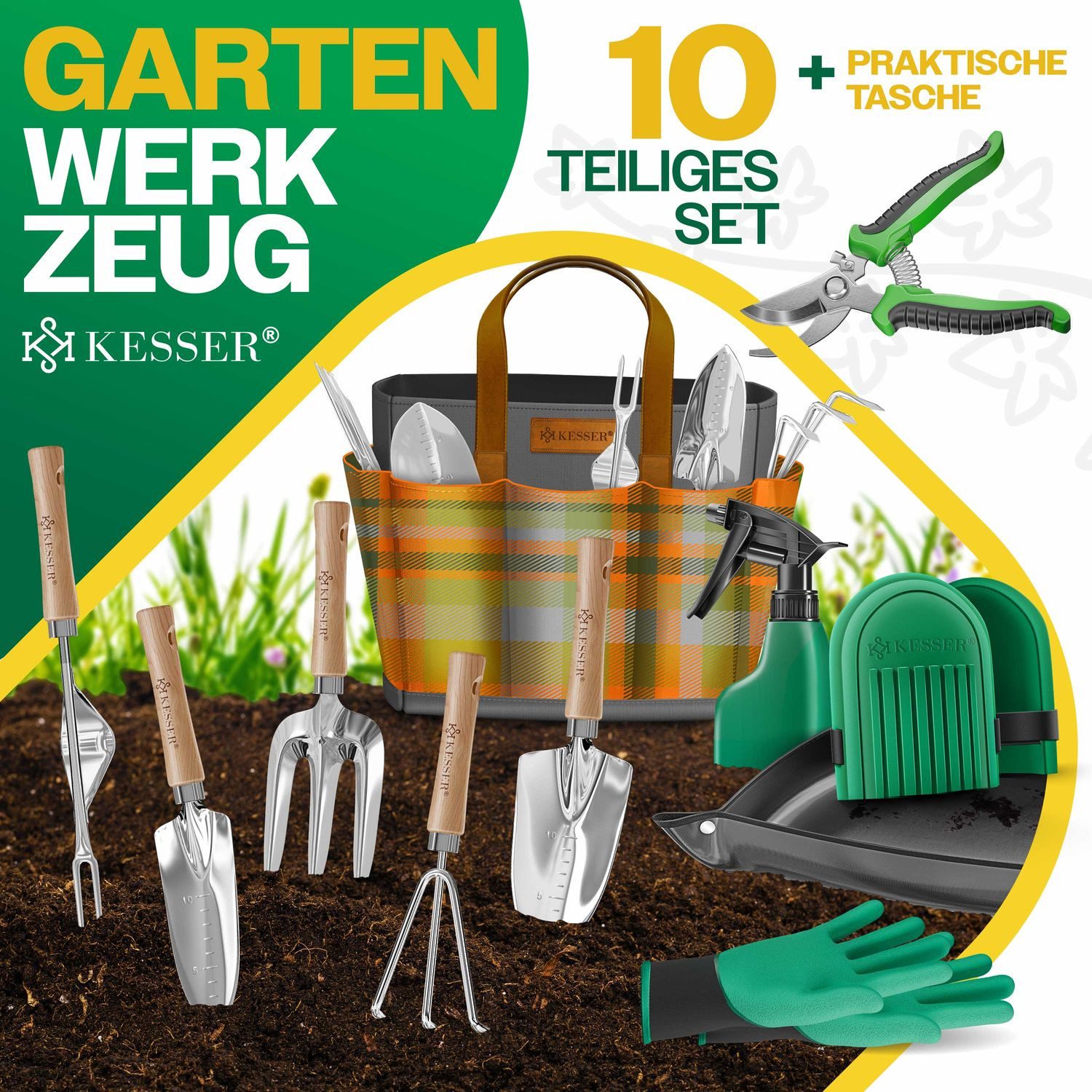KESSER Gartenpflege-Set Gartenwerkzeug Set 10-teilig Gartengeräte mit ergon günstig online kaufen