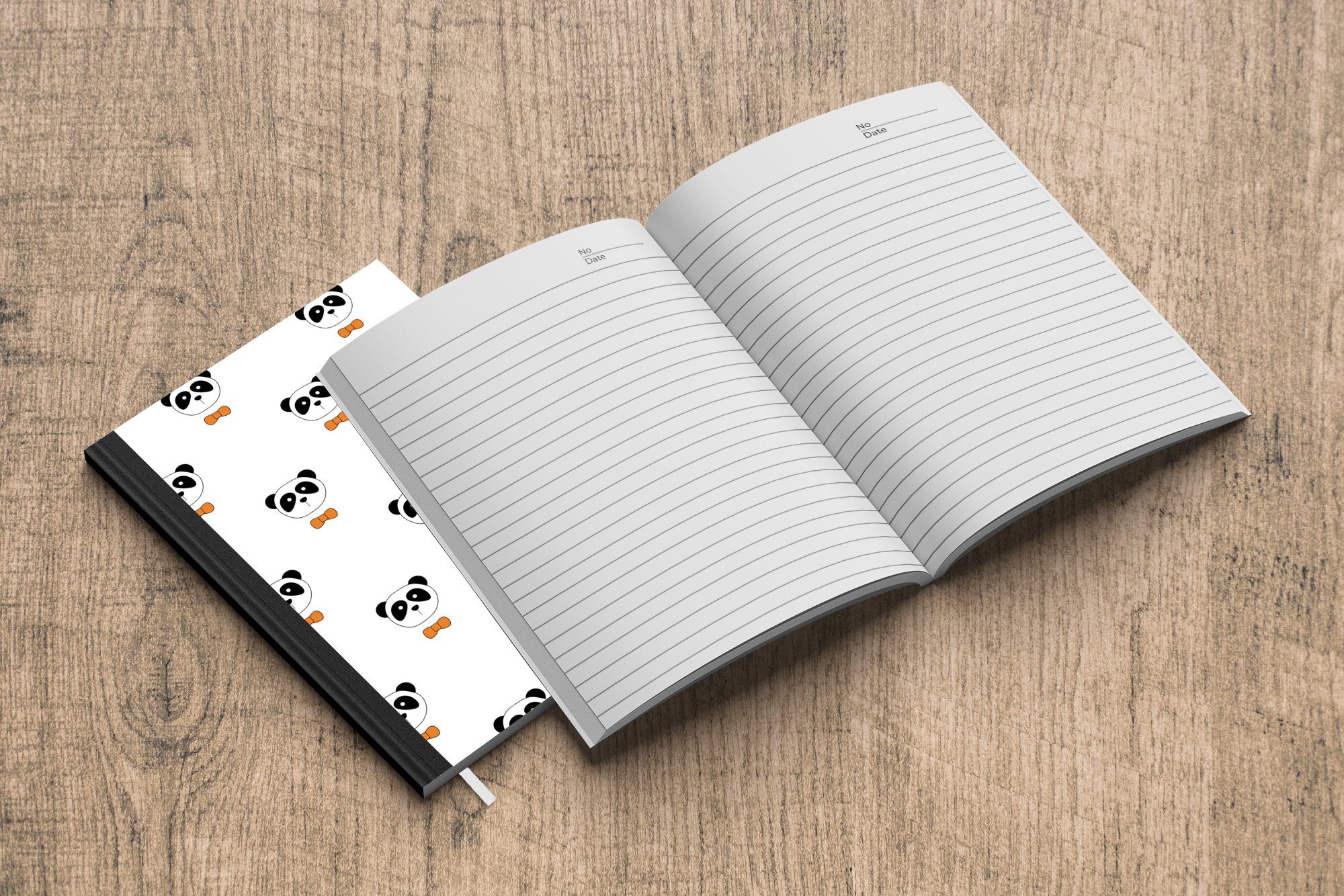 Schwarz MuchoWow 98 Panda Notizheft, Seiten, Weiß - Tagebuch, - A5, Haushaltsbuch Merkzettel, Notizbuch Muster, - Journal,
