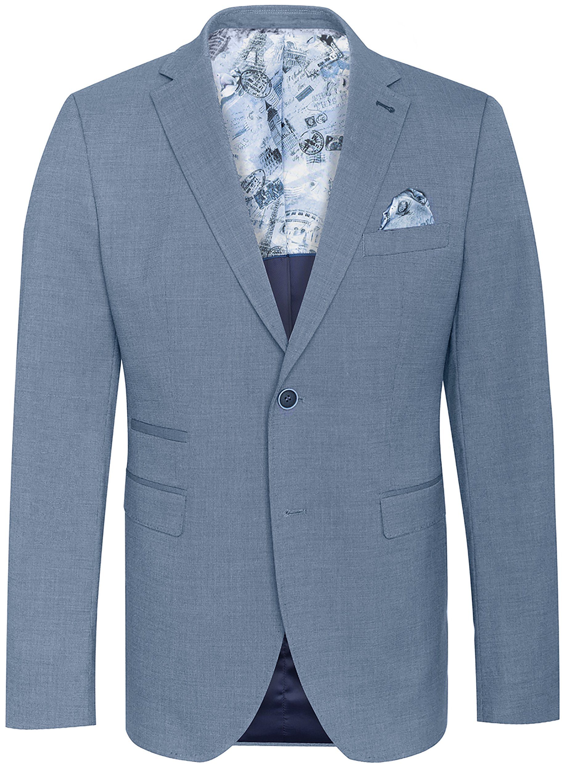 Slim 2-tlg., Fit Anzug mit hellblau AMF Malone Paul Sakko (Set, Hose) Herren Anzug Herrenanzug Naht moderner, mit stilvoller Sommerlicher