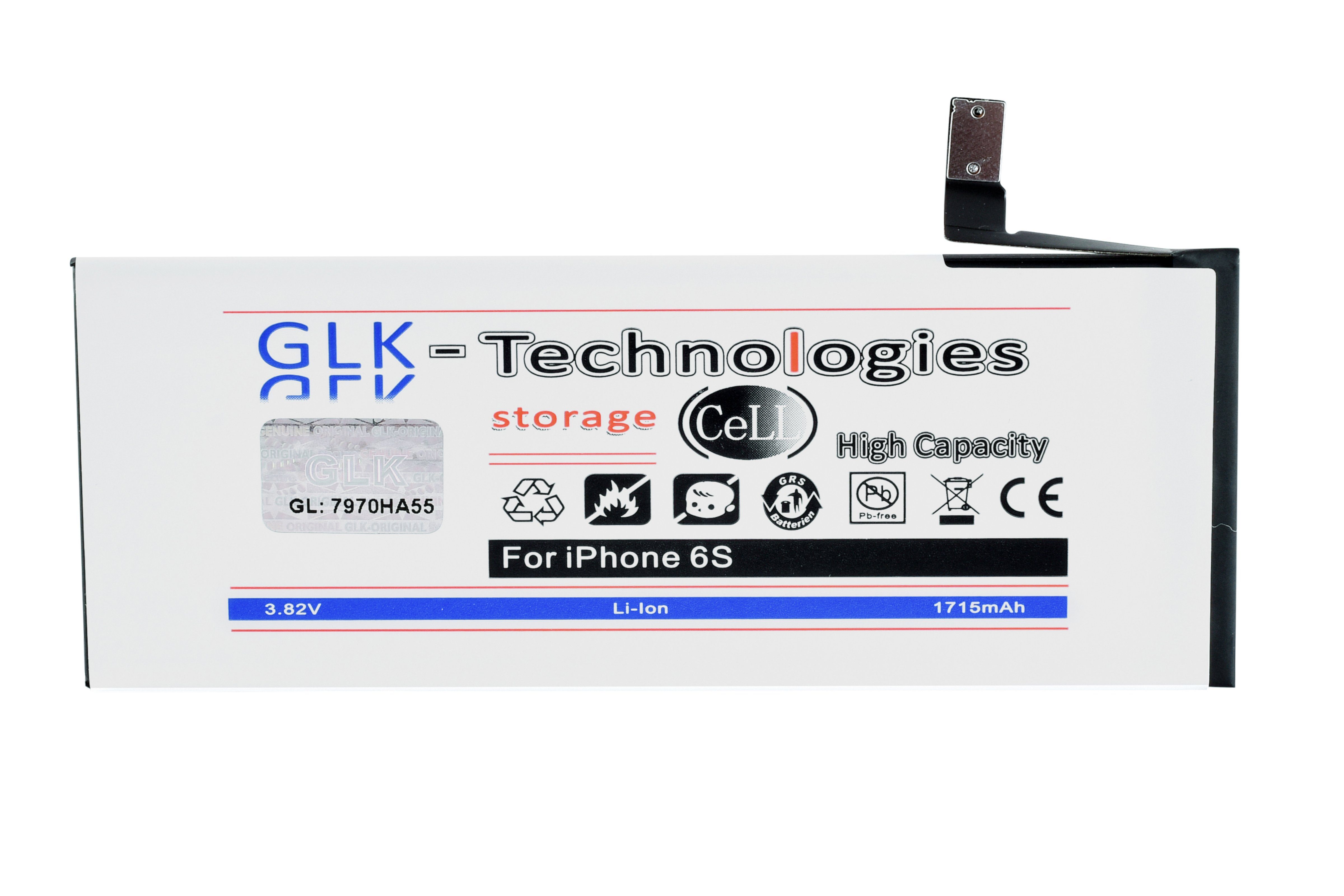 GLK-Technologies High Power mit iPhone mAh 1715 6S V) Öffnungswerkzeug Smartphone-Akku Akku für Ersatz (3,83
