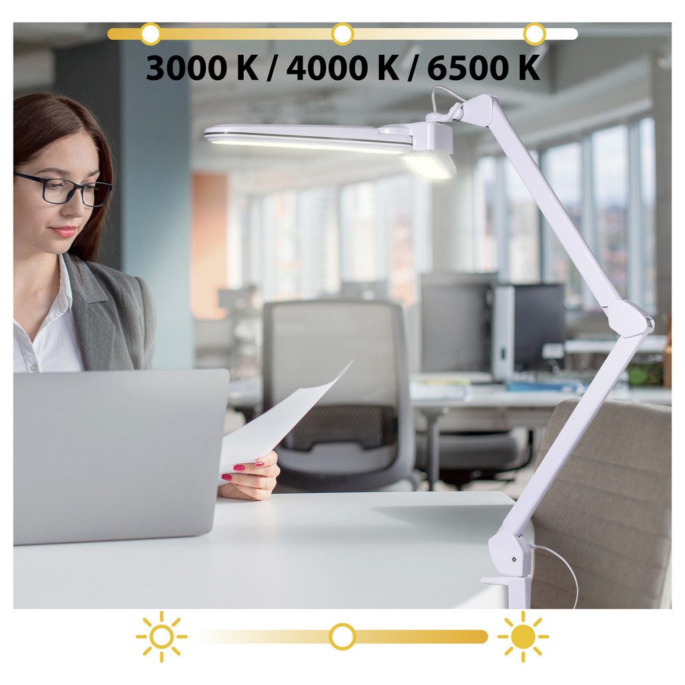 Renkforce Klemmleuchte Renkforce RF-7165304 Klemmleuchte LED LED 18 W Weiß-Grau