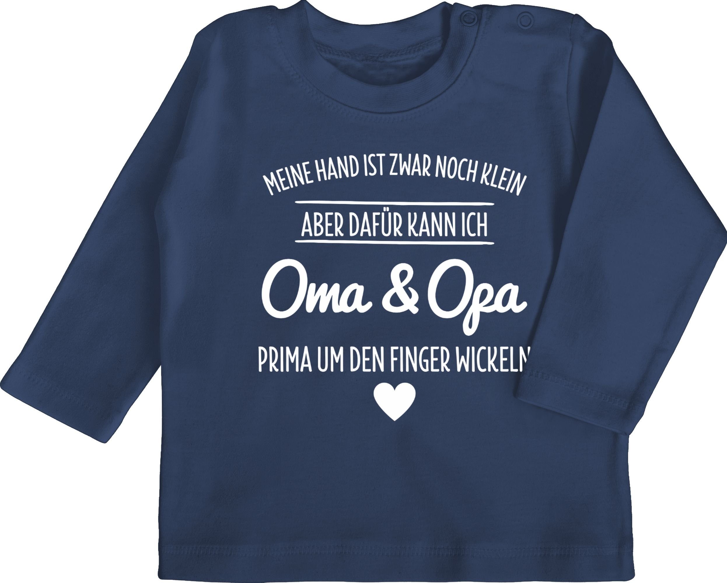 Shirtracer T-Shirt Oma und Opa um den Finger wickeln Großeltern Sprüche Baby 1 Navy Blau