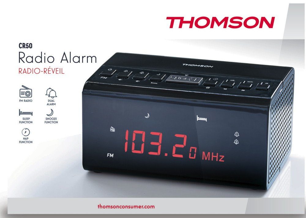Thomson TH347968 CR50 Thomson Radiowecker schwarz Radiowecker Radio FM