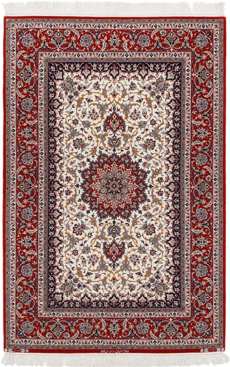 Orientteppich Isfahan Davari Seidenkette 132x197 Handgeknüpfter Orientteppich, Nain Trading, rechteckig, Höhe: 6 mm