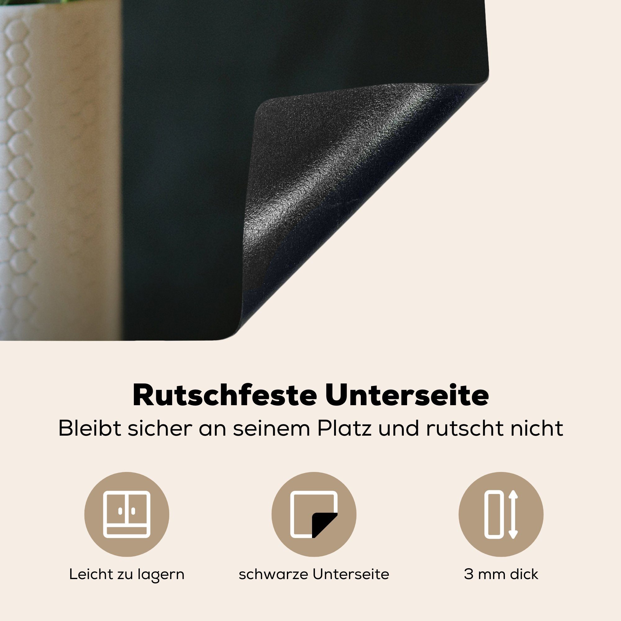 MuchoWow Pfingstrosen tlg), Vase nutzbar, Arbeitsfläche in Vinyl, cm, schwarzem Hintergrund, Ceranfeldabdeckung Herdblende-/Abdeckplatte (1 mit einer Weiße 70x52 Mobile