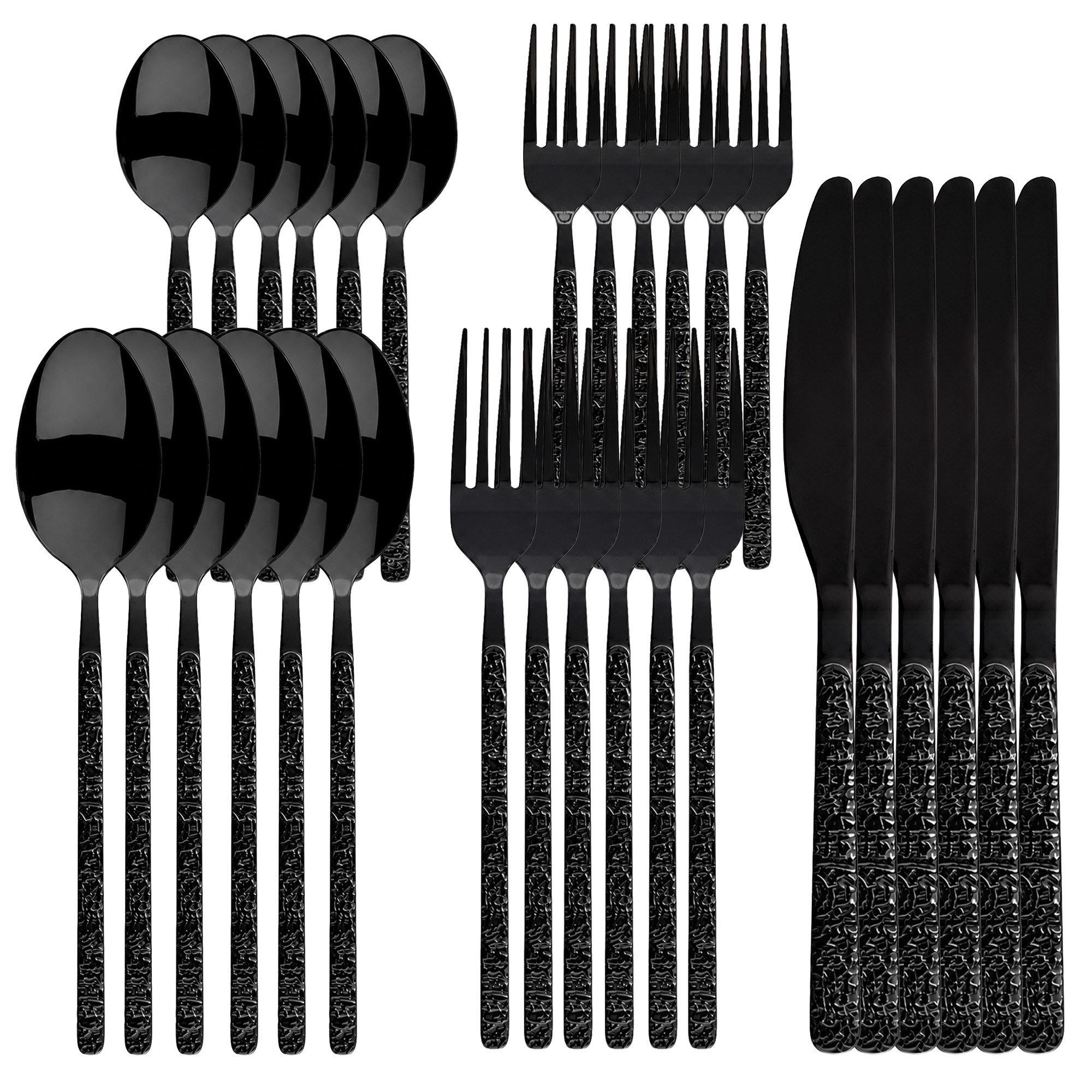 Roxlin Besteck-Set Roxlin Besteckset 30-tlg Stein Design Edelstahl, Gold/Schwarz/Silber, 6 Personen, Edelstahl – Bild 2 von 5