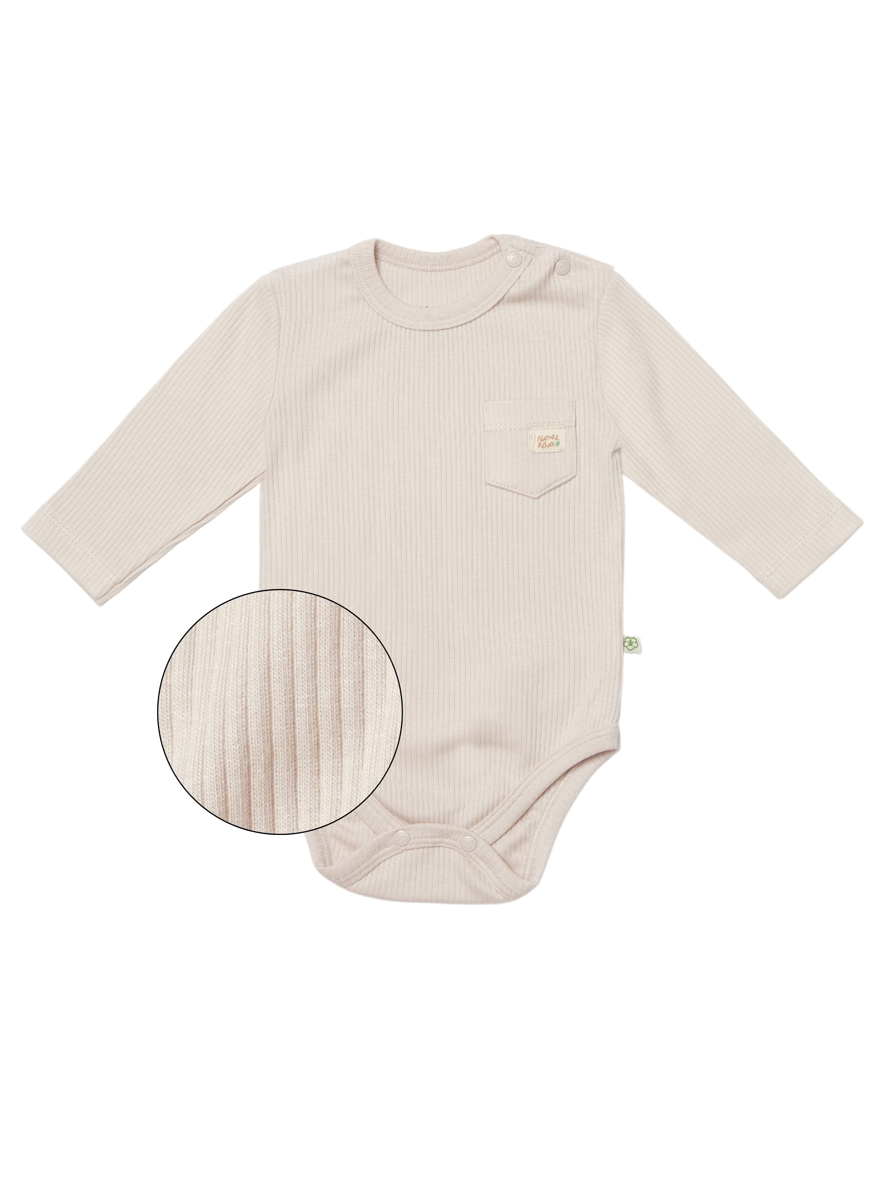 biorganic Langarmbody Baby Nature Relax Modal für Jungen und Mädchen Unisex Langarm (1-tlg) gerippte Textilstruktur (Ripp), Modal und Bio-Baumwolle, Größe 56 - 86