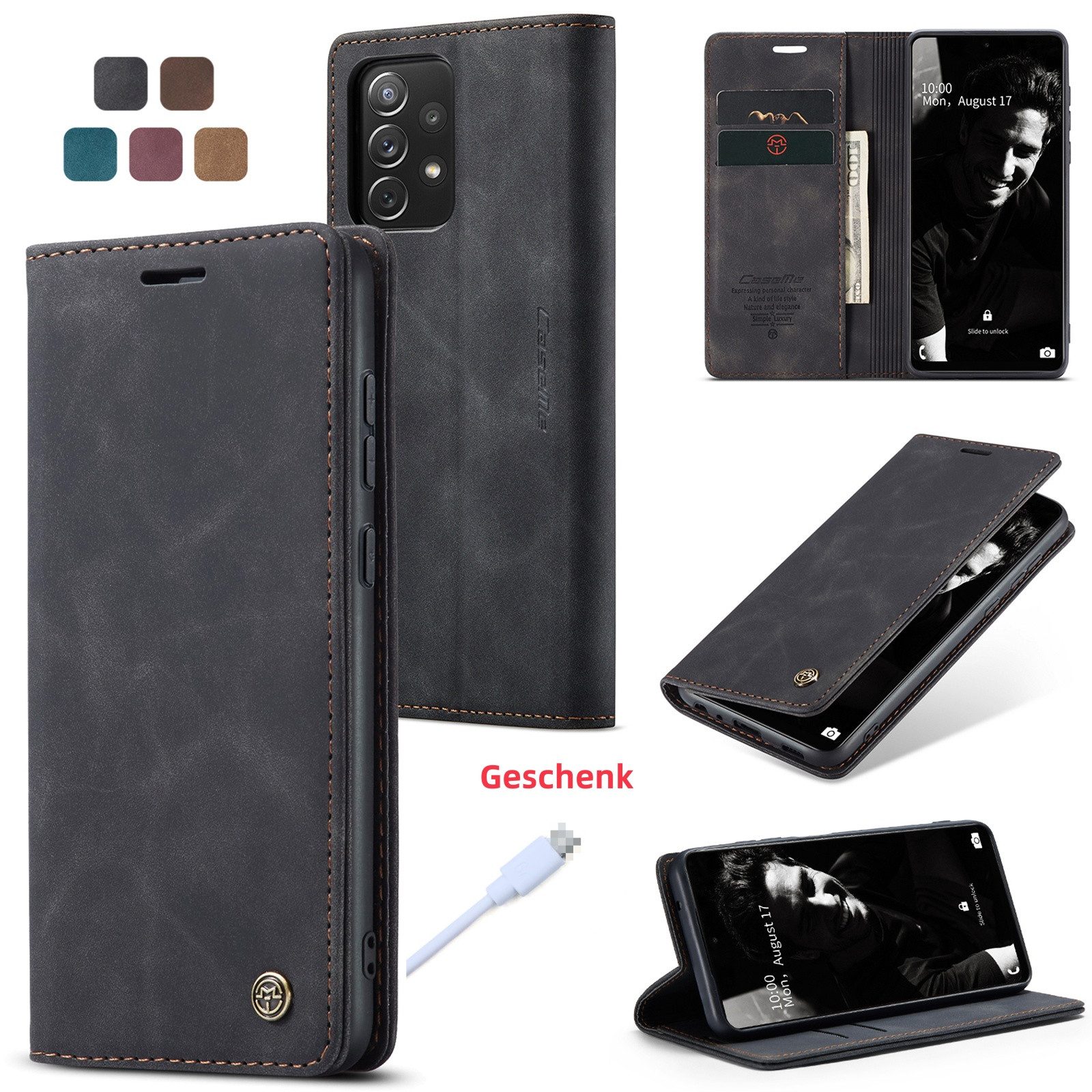 trends for living Handyhülle Leder Handy Hülle Tasche Cover für Samsung Modelle Klapp Case Etuis