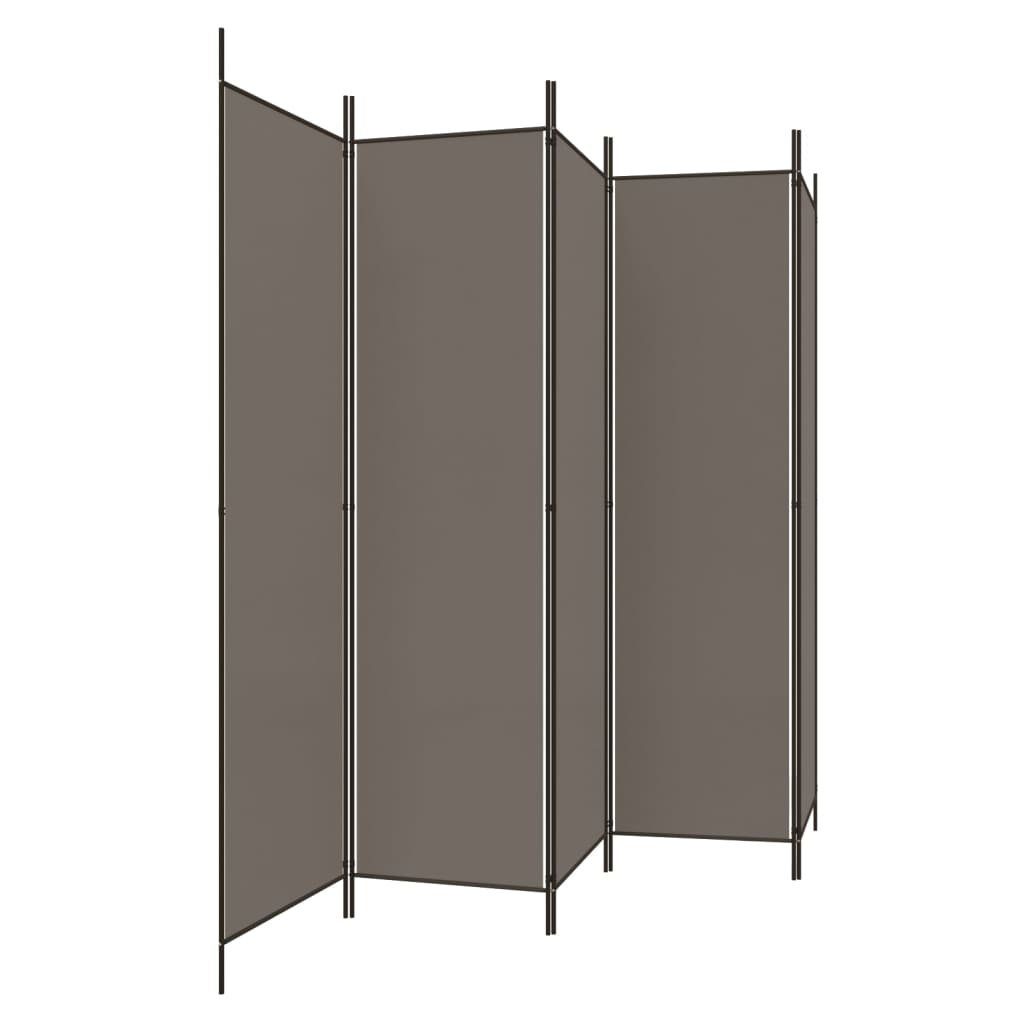 vidaXL Raumteiler 5-tlg. Paravent Anthrazit 250x200 cm Stoff, 1-tlg.