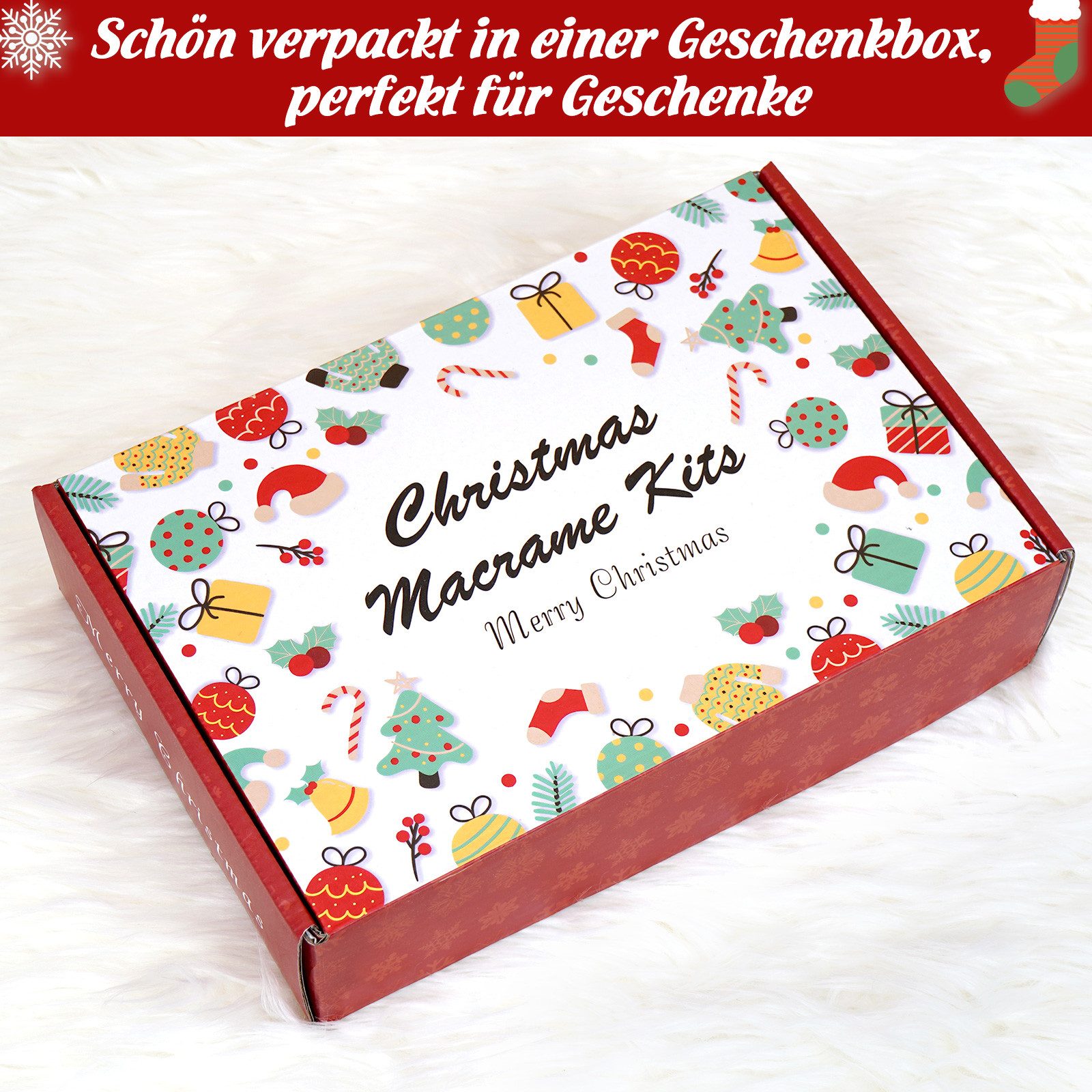 OSTWOLKE Makramee Garn Set DIY Makramee Weihnachtsdeko Set mit Anleitung Bastelgarn, (1-St)