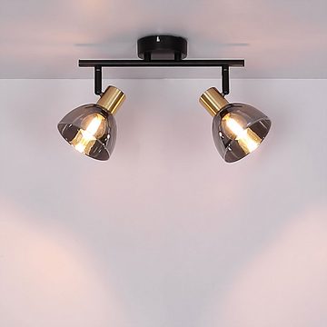 etc-shop LED Deckenspot, Leuchtmittel nicht inklusive, Deckenstrahler 2 flammig Deckenlampe Retro schwarz