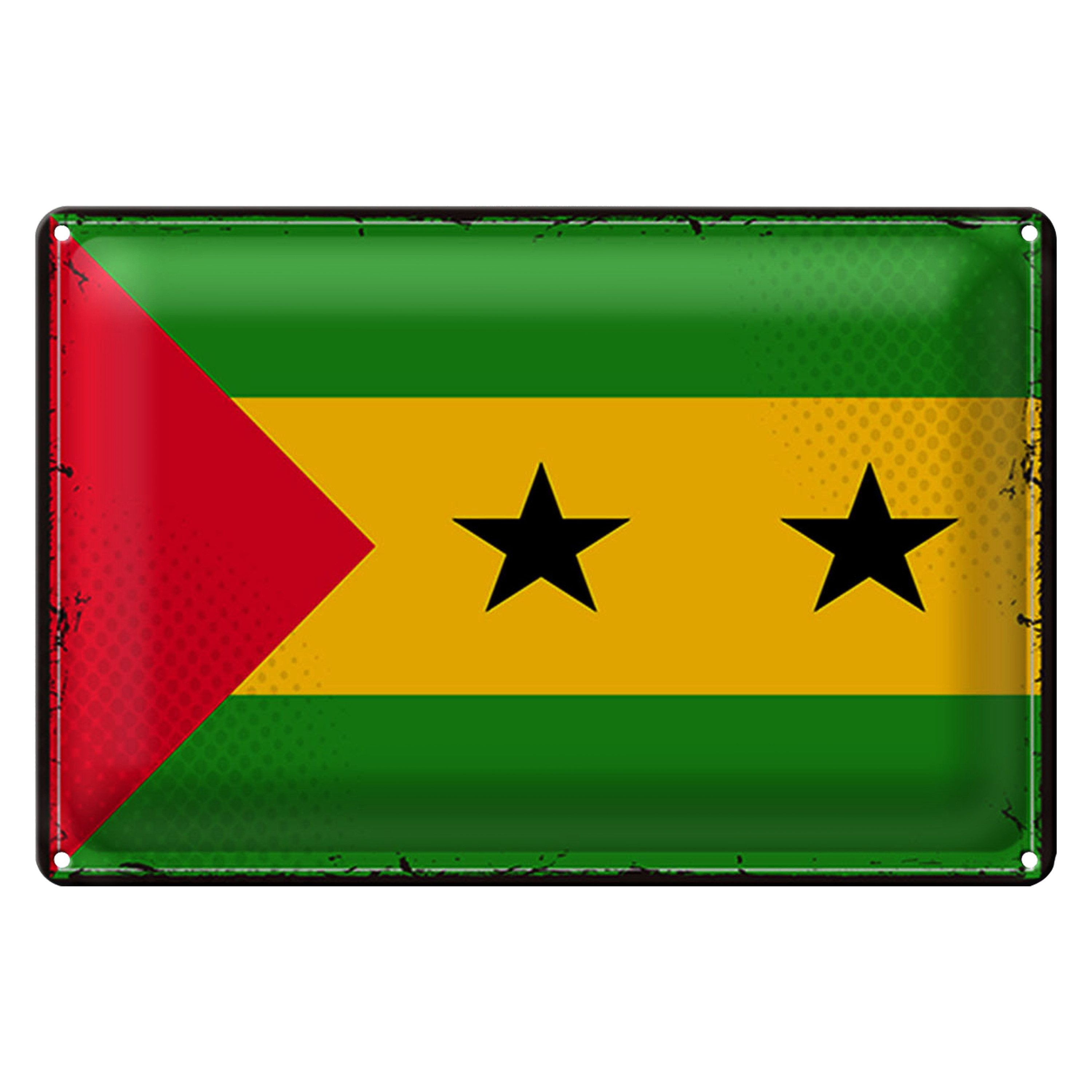 Roomando Metallschild Blechschild Flagge São Tomé und Príncipe 30x20cm Retro Flag