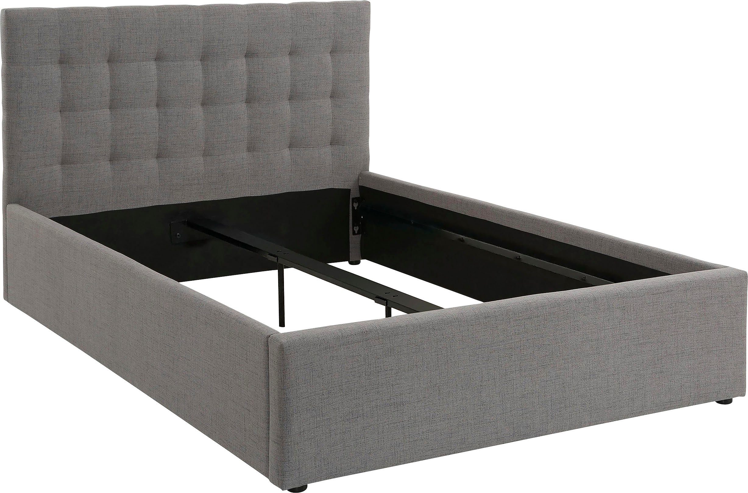 OTTO home Polsterbett Hamar, Knopfsteppung im Kopfteil, bis 250 KG belastbar (3 Breiten: 100cm/ 140cm/ 180cm), in verschiedenen Größen und Stoffen und Farben