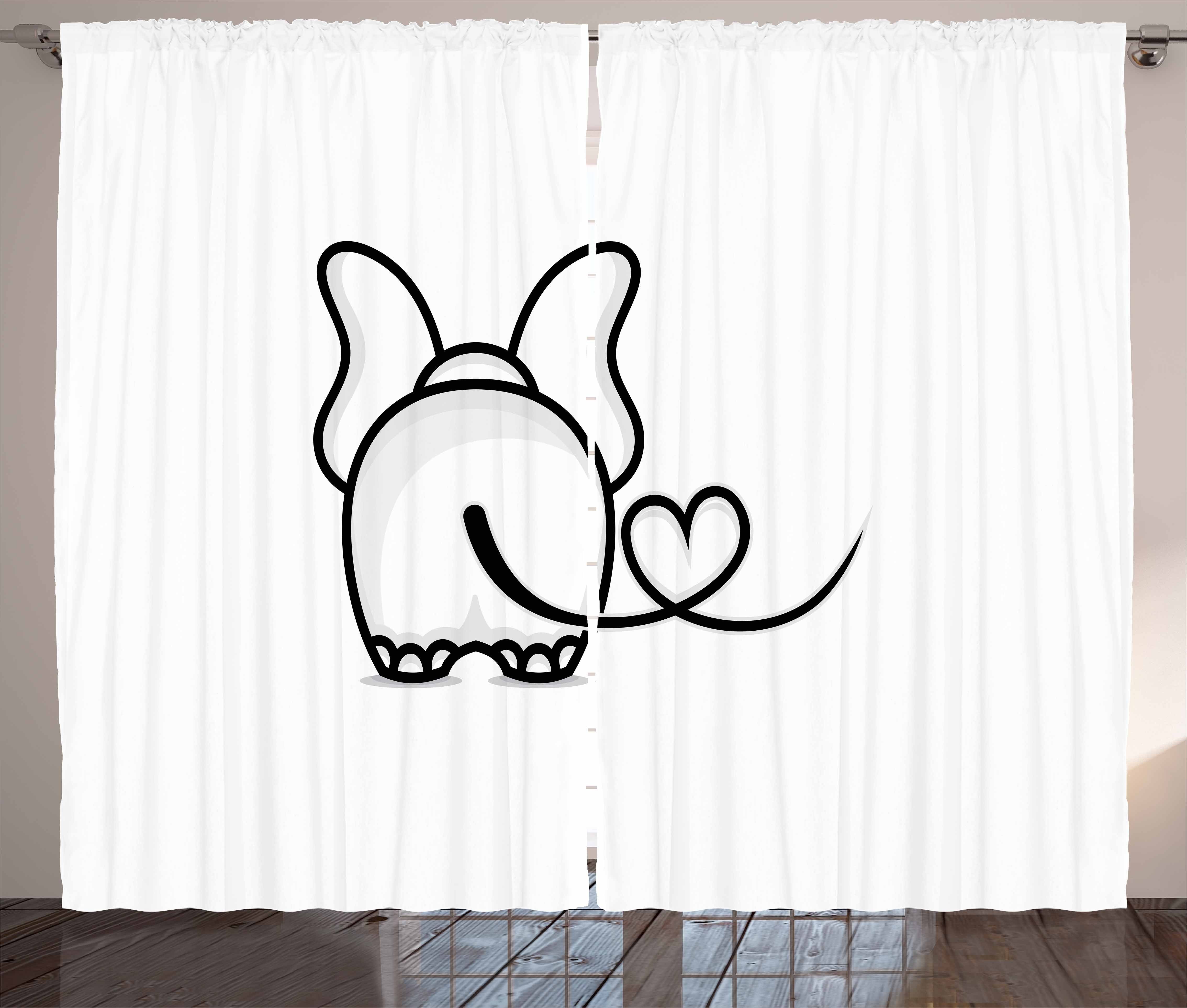 Gardine Schlafzimmer Kräuselband Vorhang mit Schlaufen und Haken, Abakuhaus, Baby Elefant Love Theme Gekritzelart
