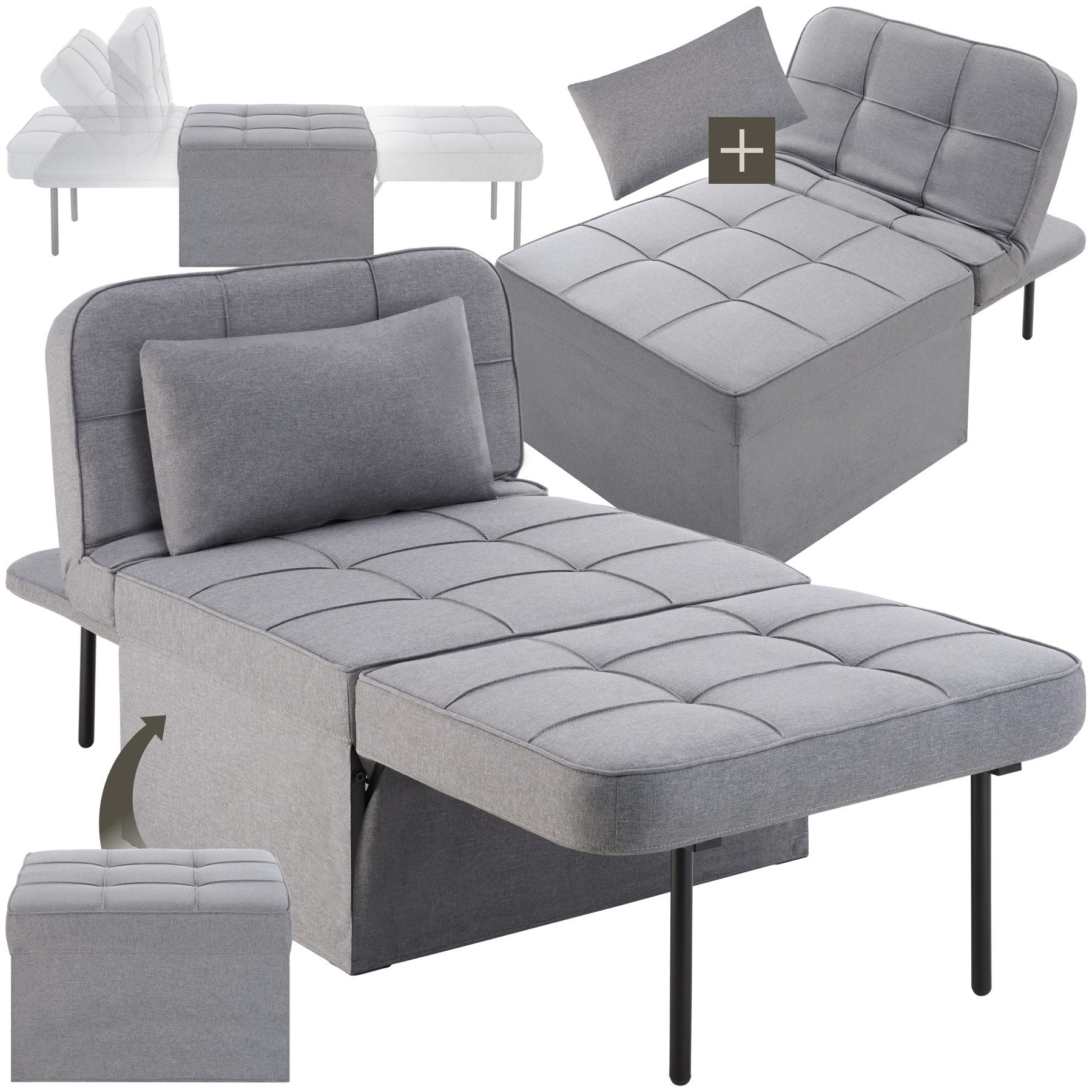 tectake Relaxsessel Schlafhocker, 4 in 1 günstig online kaufen