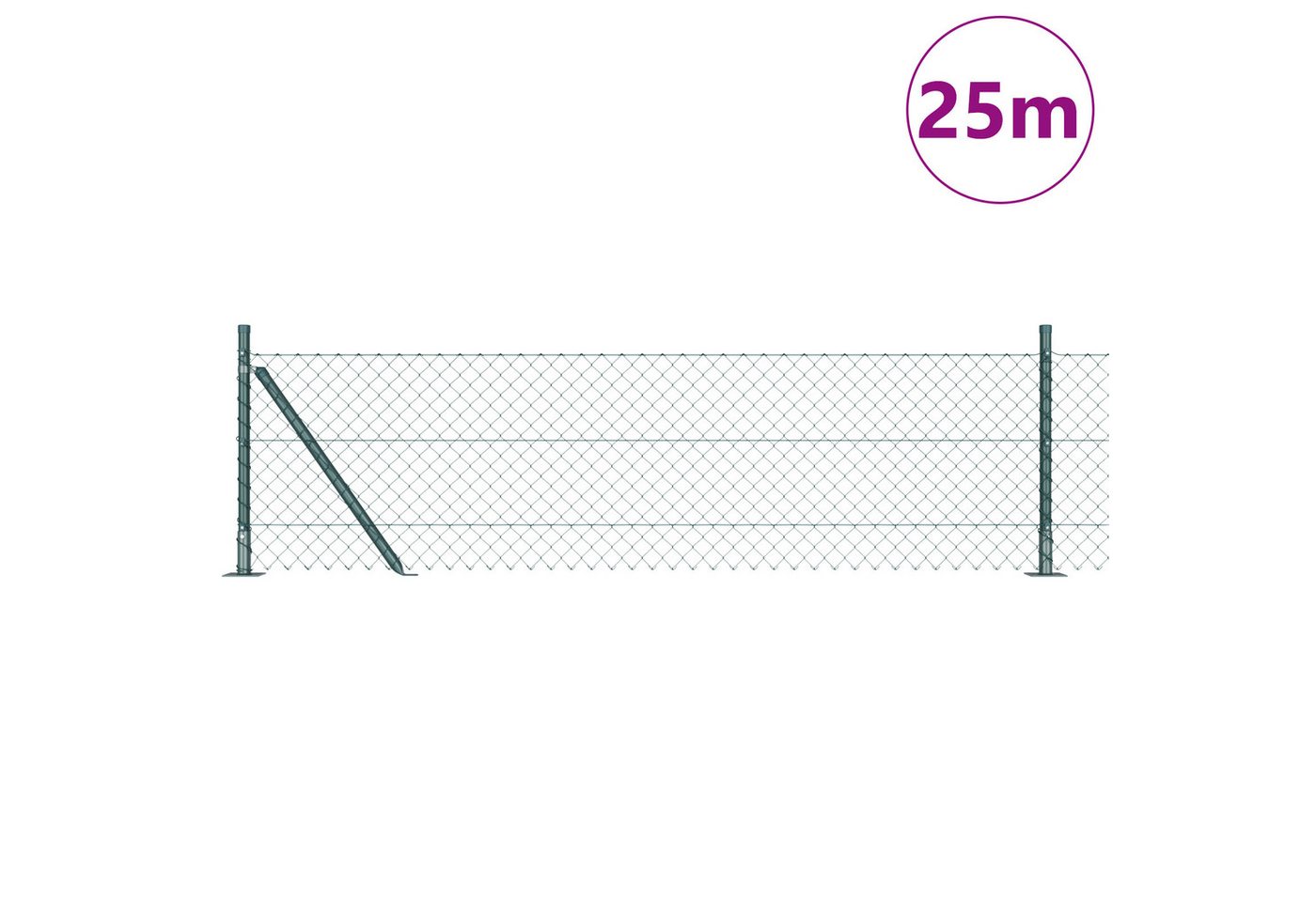 Thumbnail - vidaXL Gartenzaun Kettenzaun mit 13 Flanschpfosten 0.4 x 25 m verzinkter Stahl, (2-St)