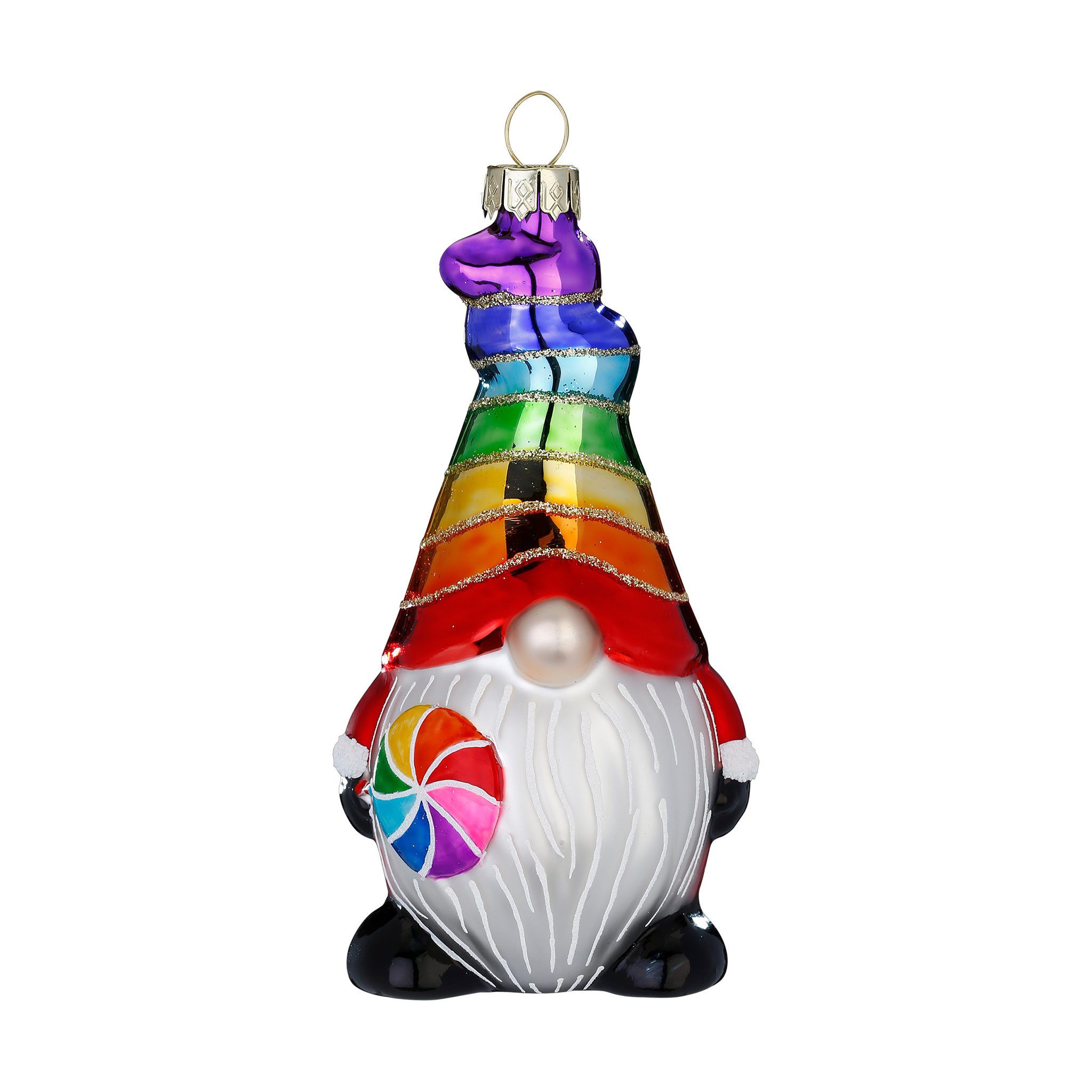 MAGIC by Inge Christbaumschmuck, Christbaumschmuck Glas 12cm Wichtel Figur in Regenbogen Farben
