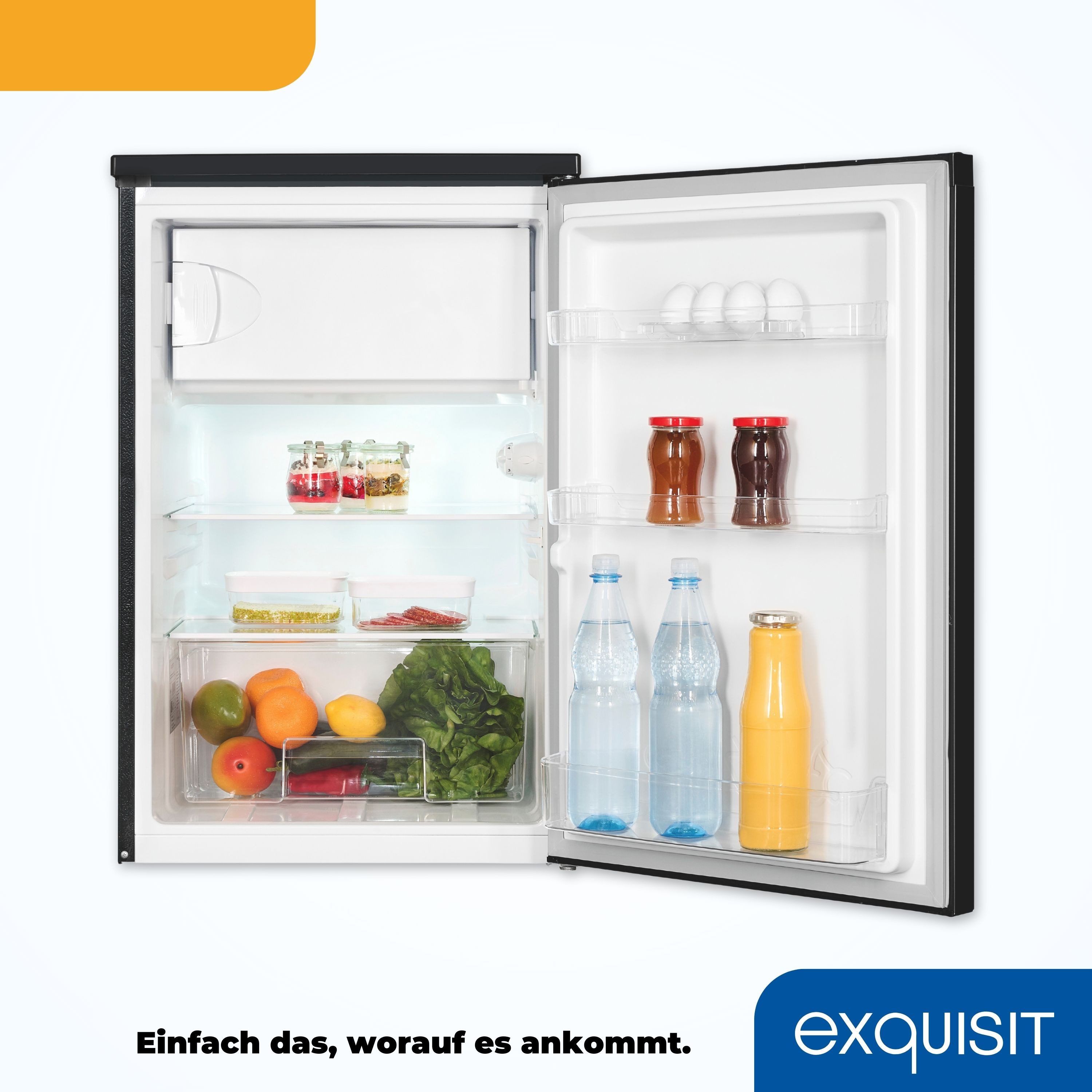 exquisit Kühlschrank KS16-4-051C, 84,5 cm hoch, 54,9 cm breit, 107 L Mini-Kombi: stufenlos regulierbar, hell & für jede Küche – Bild 5 von 5