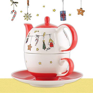 Mila Teekanne Mila Keramik Tee-Set: Tea for One, Es Weihnachtet sehr, 0,4 l, (Set)