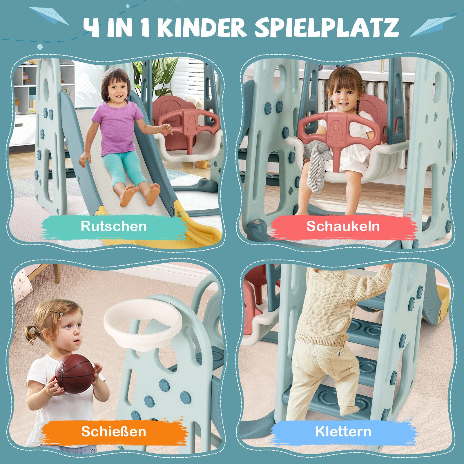 KOMFOTTEU Spielturm, 4 in 1 Kinderschaukel, günstig online kaufen