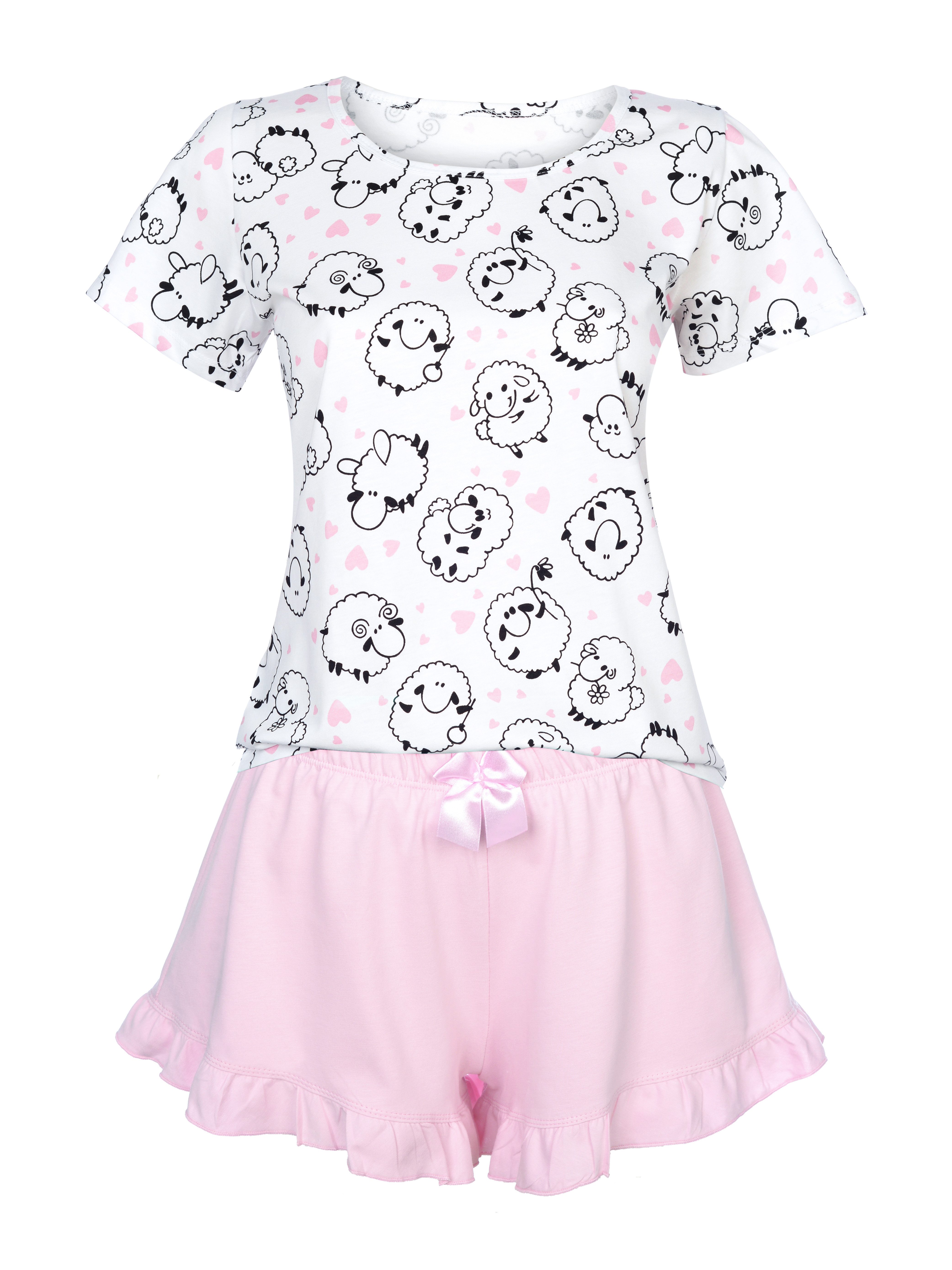 Donna Shorty Schlafanzug kurz mit charmanten Animal-Druck (2 tlg) Alloverdr günstig online kaufen