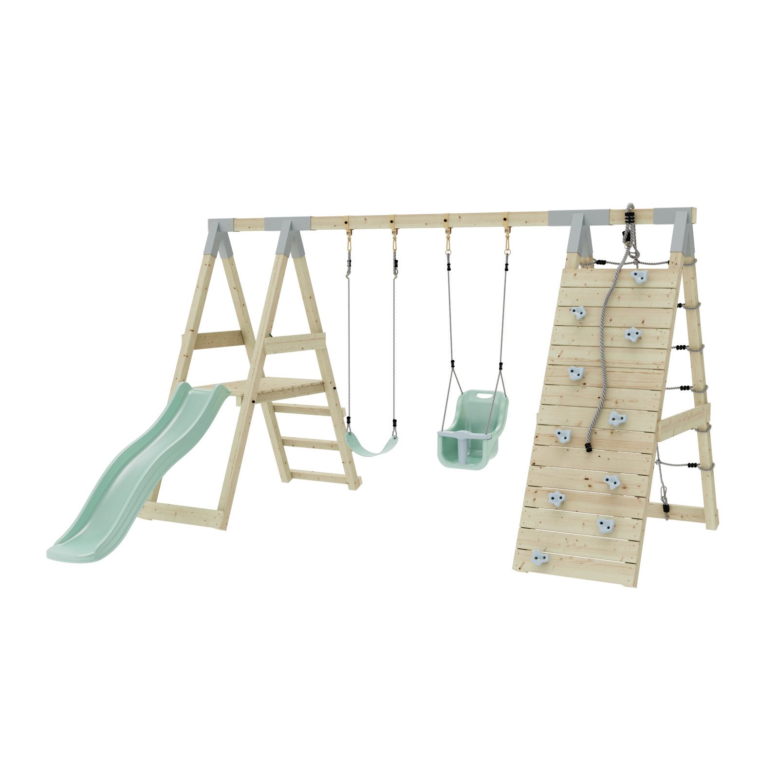 OutdoorToys Klettergerüst Schmetterling, aus Holz mit Schaukel, Rutsche, Kletterwand