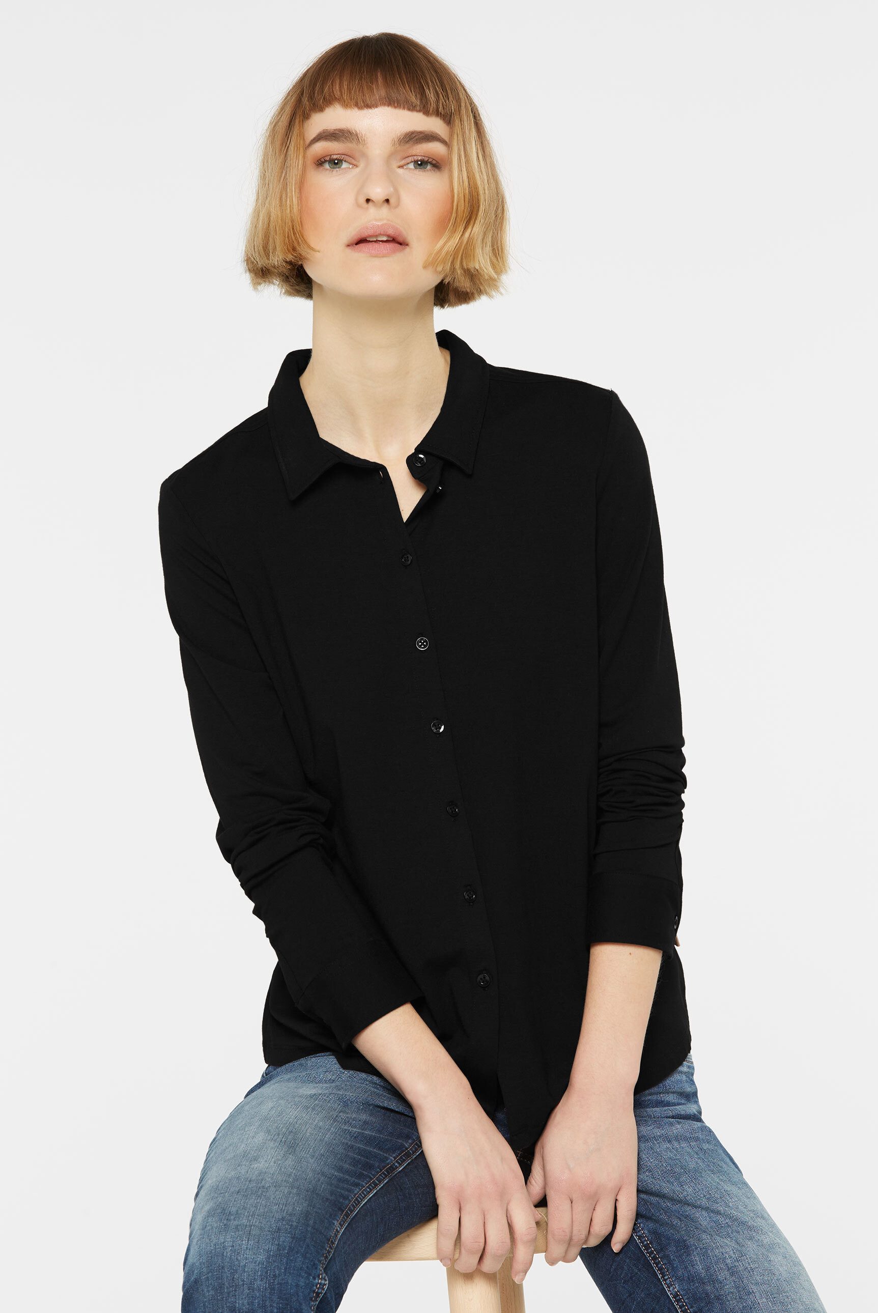 SENSES.THE LABEL Langarmbluse mit Elasthan-Anteil