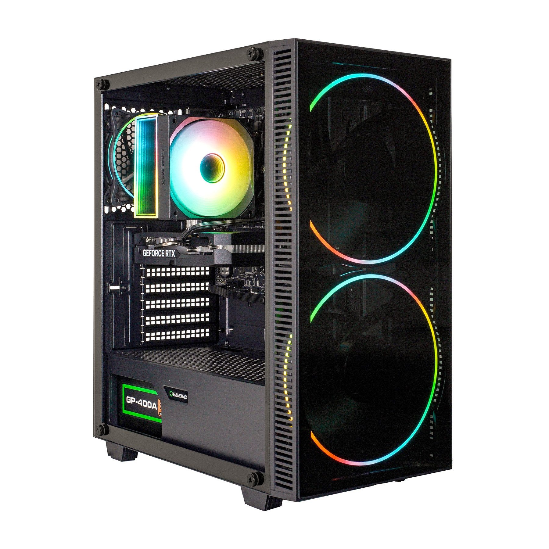 GAMEMAX Black Hole 7636 AMD Ryzen 5 7500F RTX 5070Ti 32GB DDR5 1TB SSD Gaming-PC (AMD Ryzen 5 7500F, RTX 5070 Ti, 32 GB RAM, 1000 GB SSD, Luftkühlung aktiv, Windows 11, DDR5 RAM)