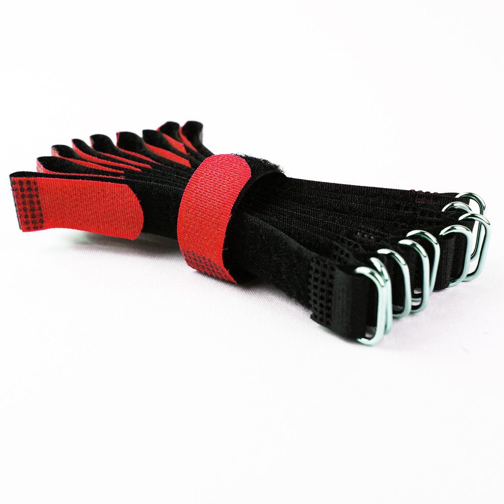 Goodymax Kabelbinder 10 Klettkabelbinder 15 cm rot Haken/Flausch auf GLEICHEN SEITEN wiederverwendar Klettband Klettverschluss Kabel Organizer