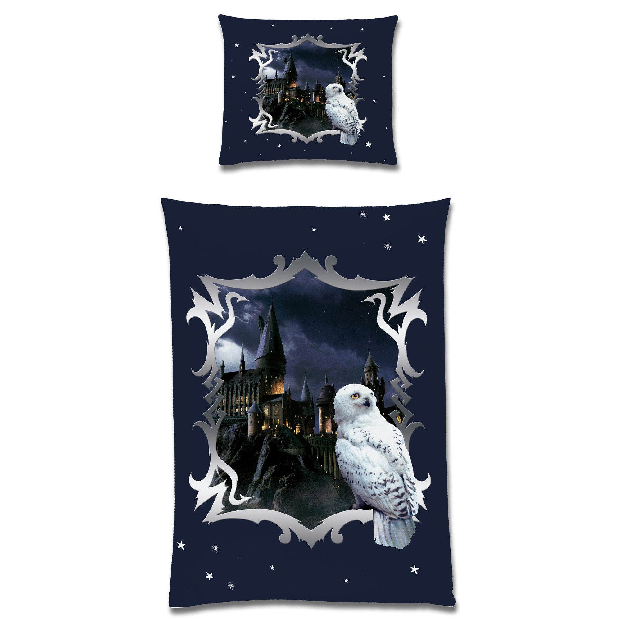 BERONAGE Kinderbettwäsche Harry Potter Stars Bettwäsche Linon / Renforcé, 100% Baumwolle, 2 teilig, 135x200 + 80x80 cm mit Knopfleiste